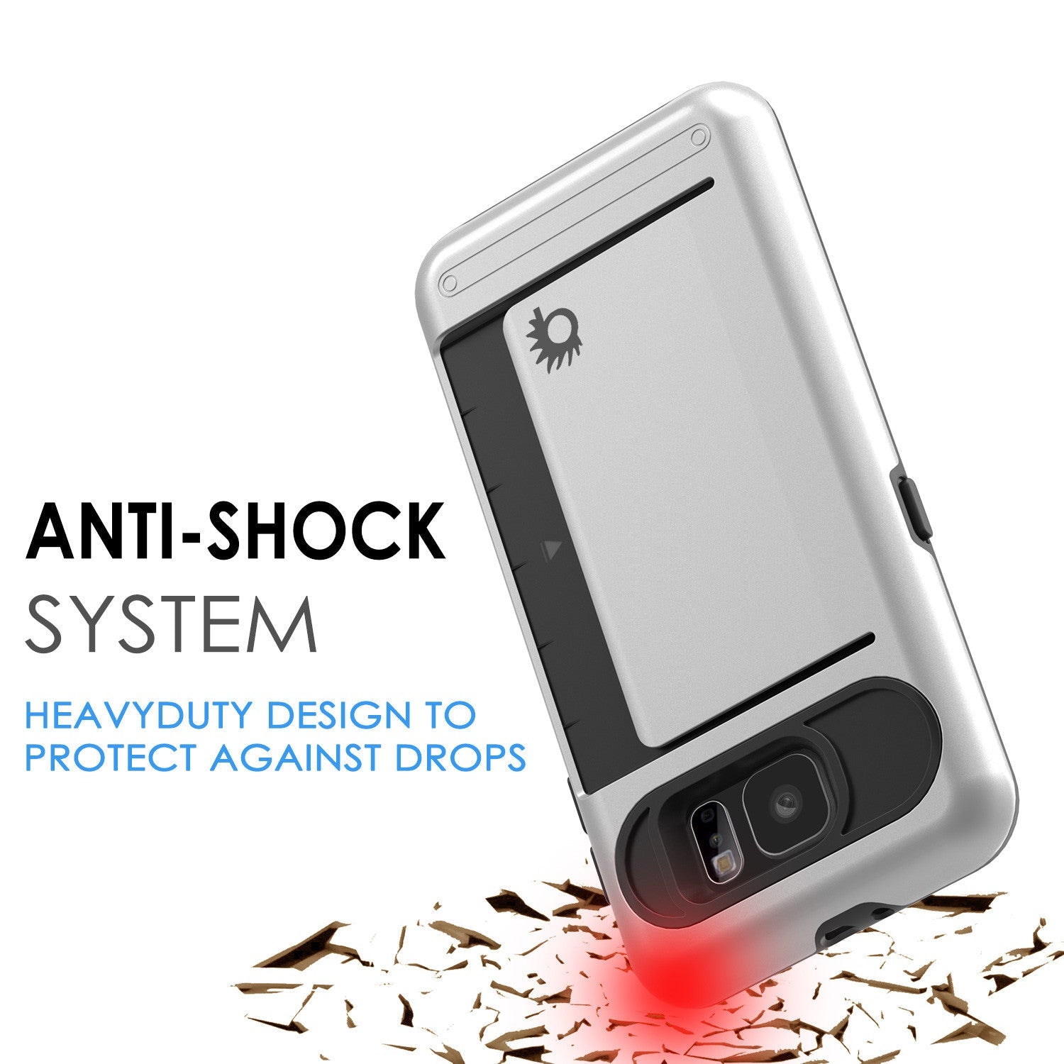 Galaxy S6 EDGE Case PunkCase CLUTCH Silver Series Slim Armor Soft Cover Case w/ Screen Protector (Color in image: White)