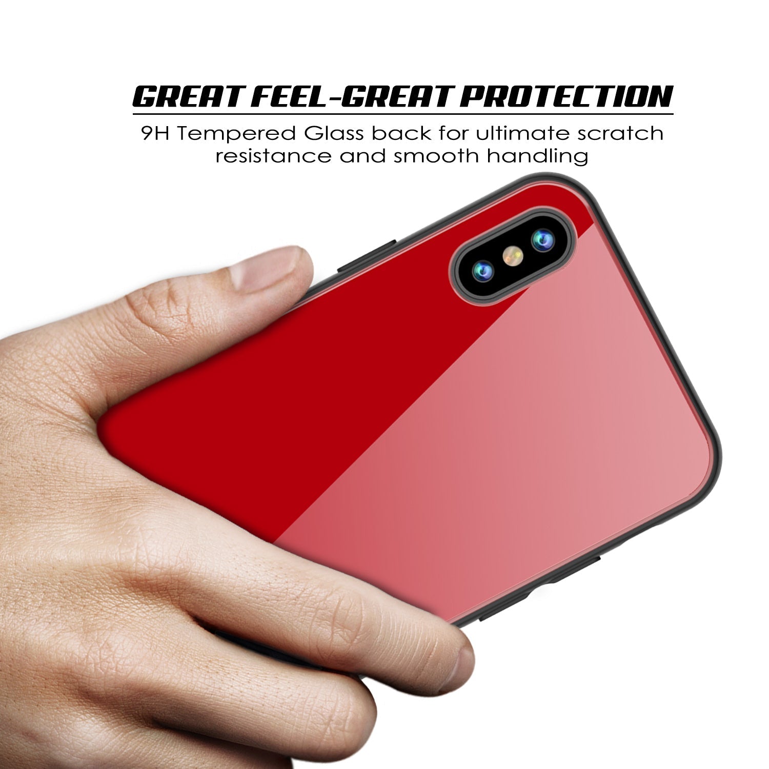 iPhone X Case, Punkcase GlassShield Ultra Thin Protective 9H Full Body Tempered Glass Cover W/ Drop Protection & Non Slip Grip for Apple iPhone 10 [Red] 