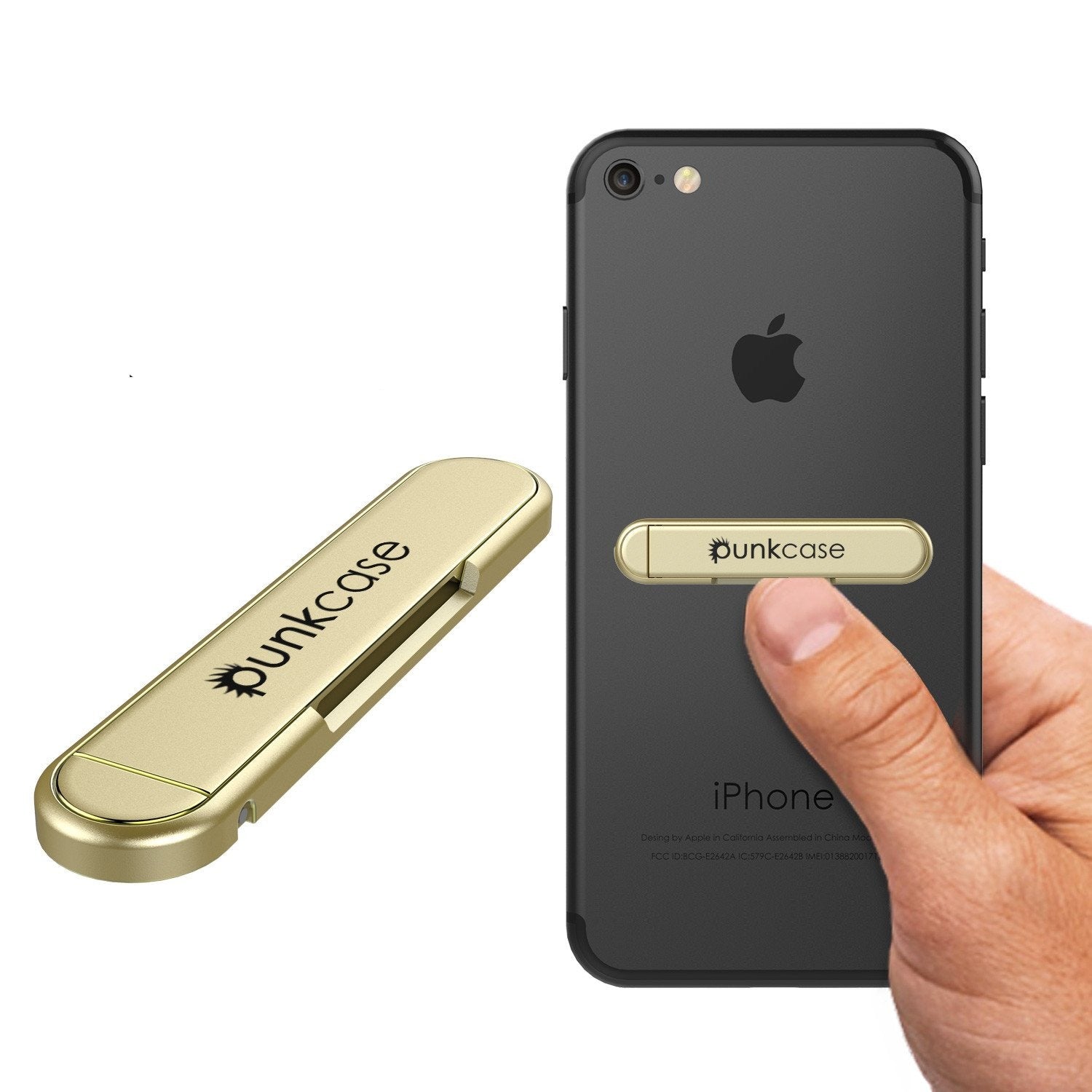 PUNKCASE FlickStick Suporte Universal para Celular para todos os Telefones Móveis e Capas com Costas Planas, Operação de Um Dedo (Dourado)