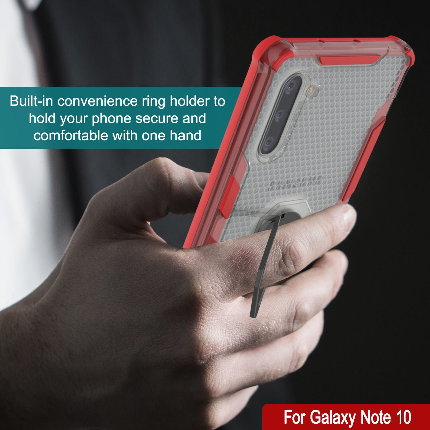 Punkcase Galaxy Note 10 Case [Magnetix 2.0 Series] Clear Protective TPU Cover W/Kickstand [Red]