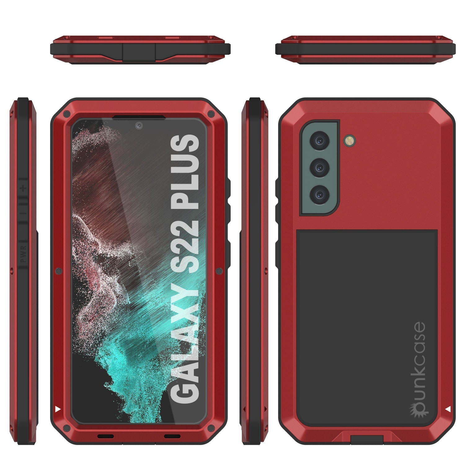 Capa de metal Galaxy S22+ Plus, resistente a militares de alta resistência Armor Cover [Vermelho]