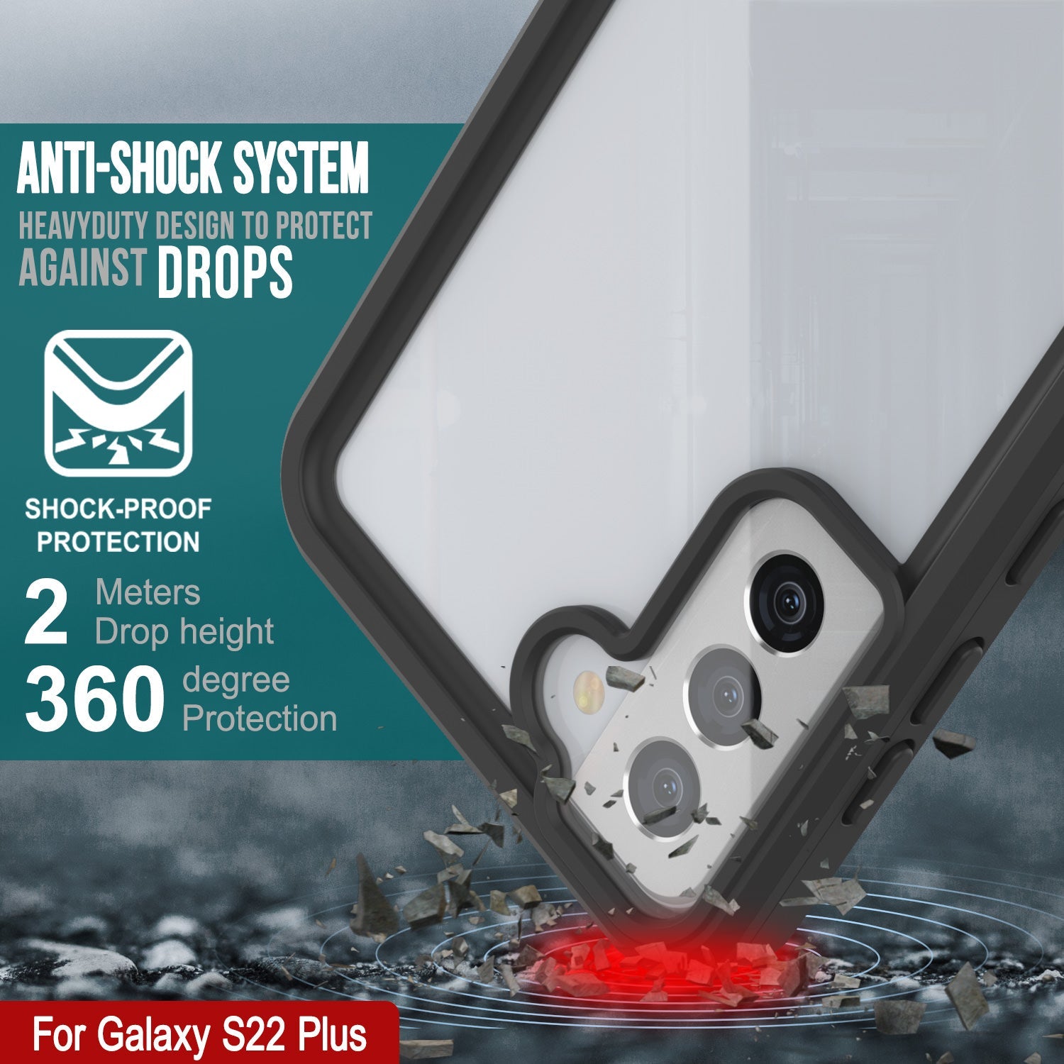 Galaxy S22+ Plus Water/ Shockproof [Extreme Series] With Screen Protector Case [Black] (Color in image: White)