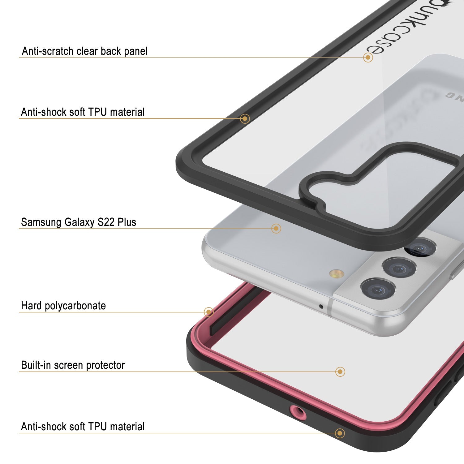 Galaxy S22+ Plus Water/ Shock/ Snowproof [Extreme Series] Slim Screen Protector Case [Pink] (Color in image: Light Green)
