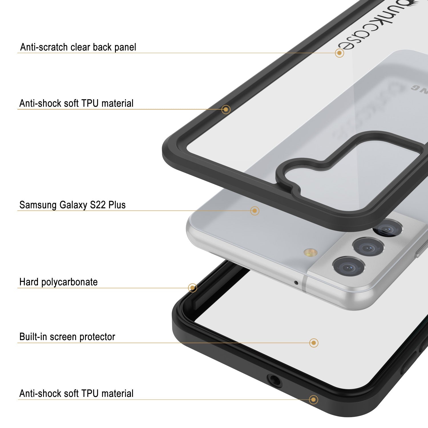 Galaxy S22+ Plus Water/ Shockproof [Extreme Series] With Screen Protector Case [Black] (Color in image: Light blue)