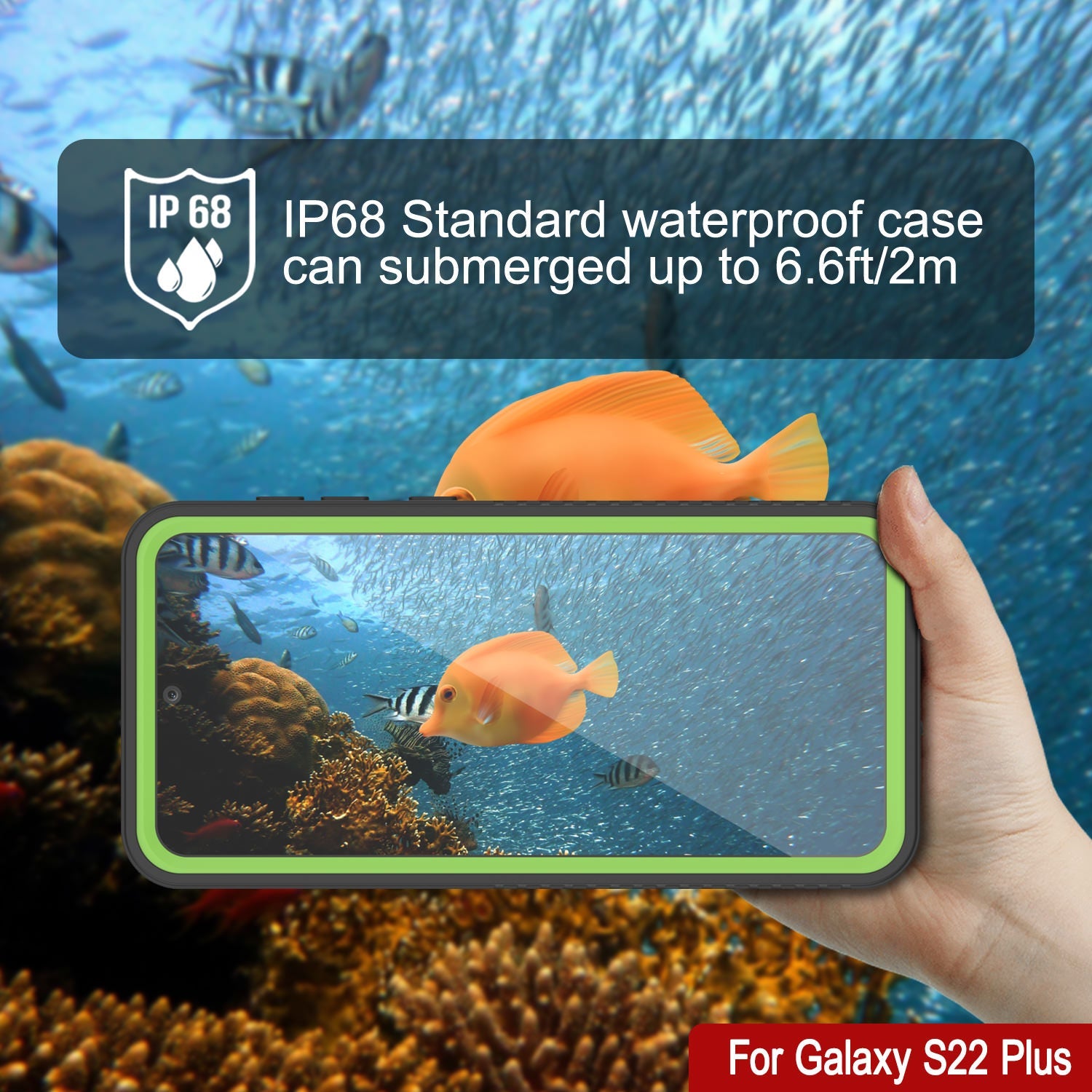 Galaxy S22+ Plus Water/ Shockproof [Extreme Series] Screen Protector Case [Light Green] (Color in image: Pink)