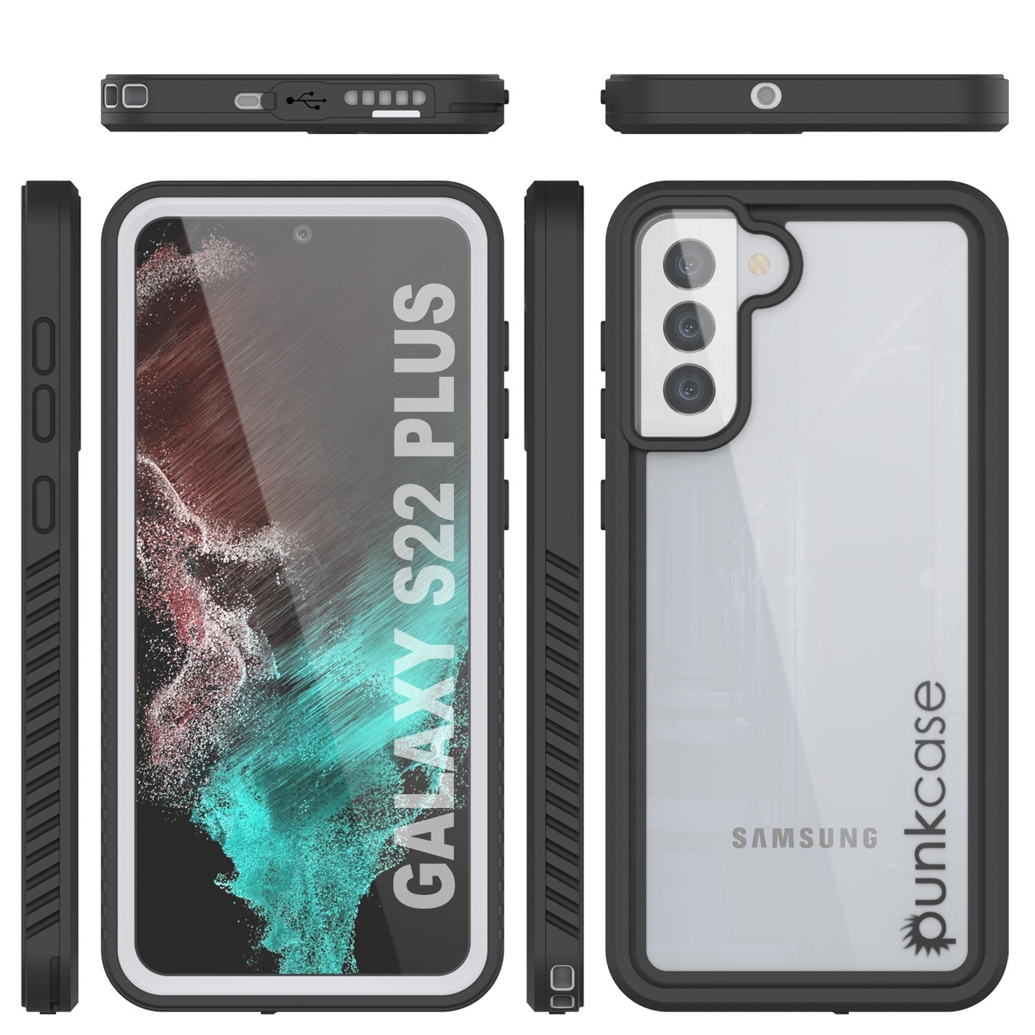 Galaxy S22+ Plus Water/ Shock/ Snow/ dirt proof [Extreme Series] Punkcase Slim Case [White] (Color in image: Red)