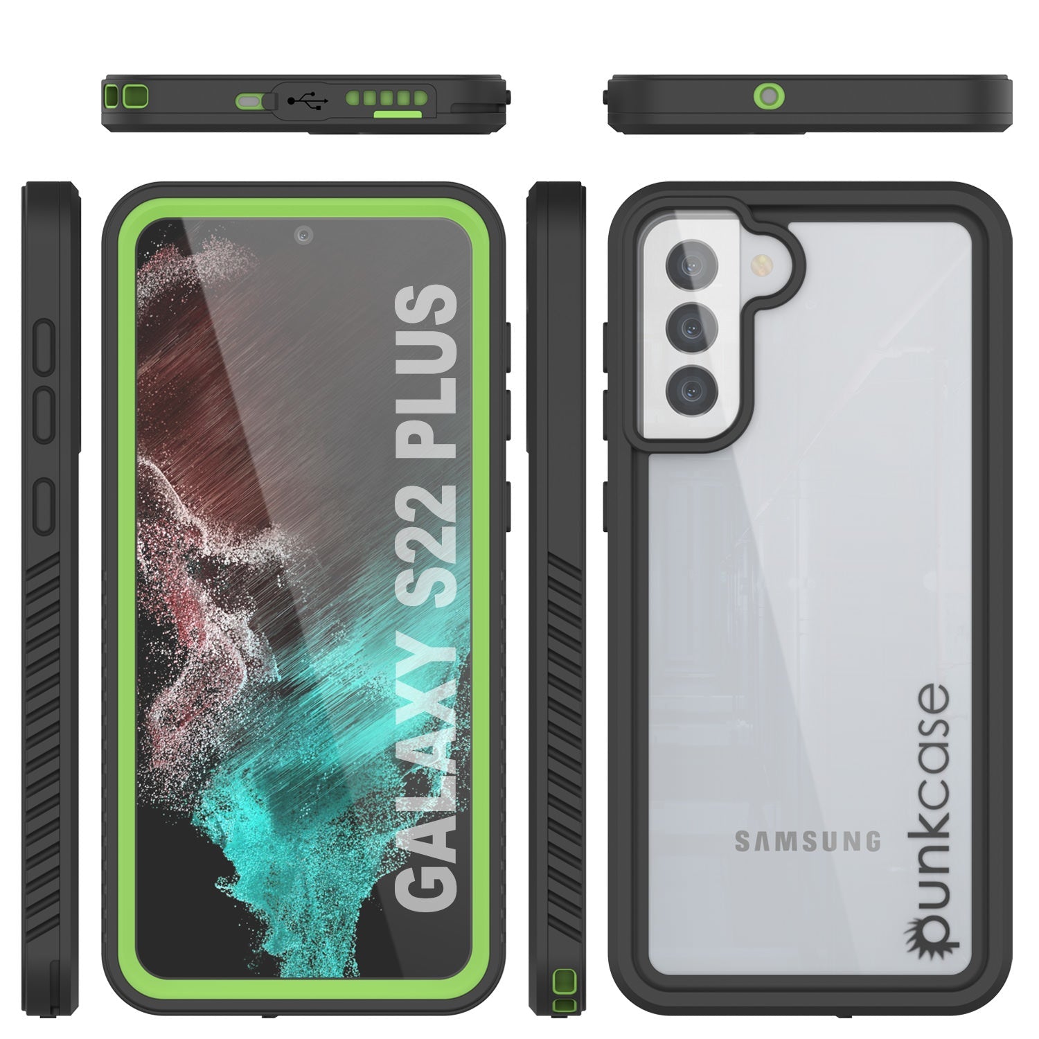 Galaxy S22+ Plus Water/ Shockproof [Extreme Series] Screen Protector Case [Light Green] (Color in image: Purple)