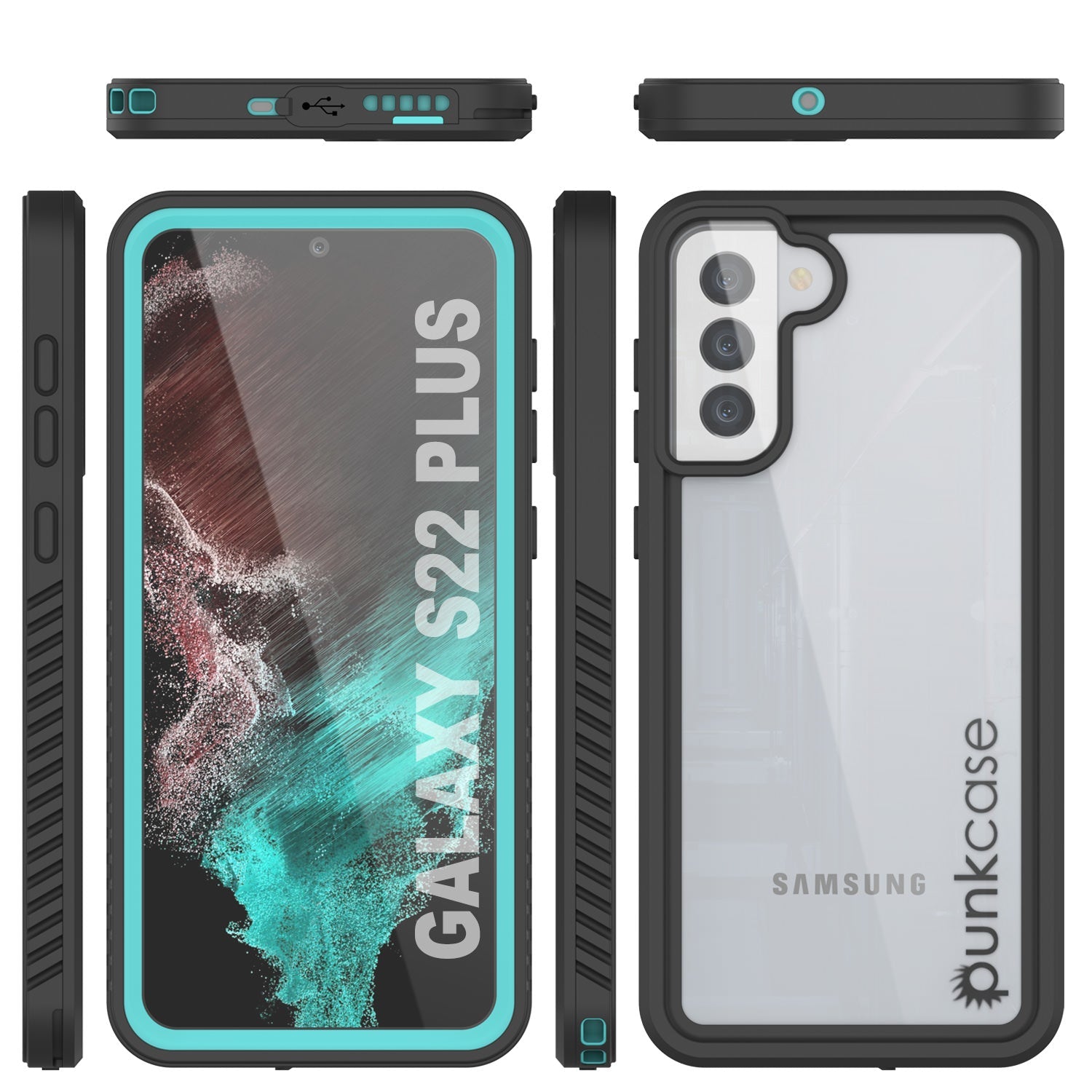 Galaxy S22+ Plus Water/ Shock/ Snowproof [Extreme Series]  Screen Protector Case [Teal] (Color in image: Pink)