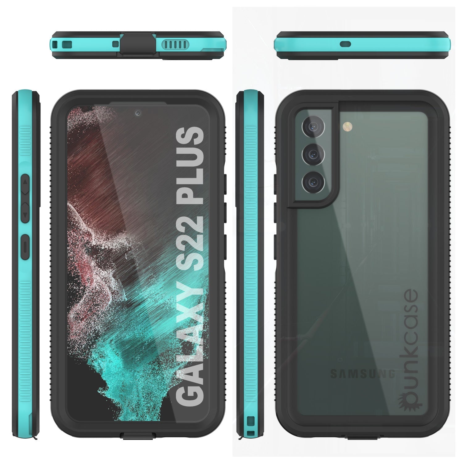 Capa à prova d'água Galaxy S22+ Plus PunkCase Ultimato Teal Fina 6.6 pés embaixo d'água IP68 à prova de choque/neve [Teal]