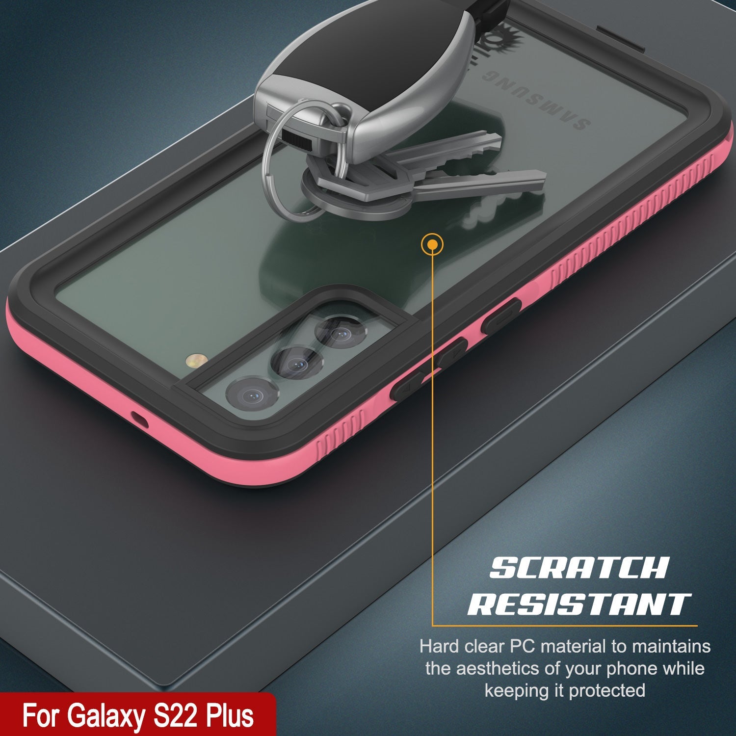 Capa resistente à água para Galaxy S22+ Plus PunkCase Ultimato Pink Thin 6.6ft Subaquático IP68 à prova de choque/neve [Rosa]
