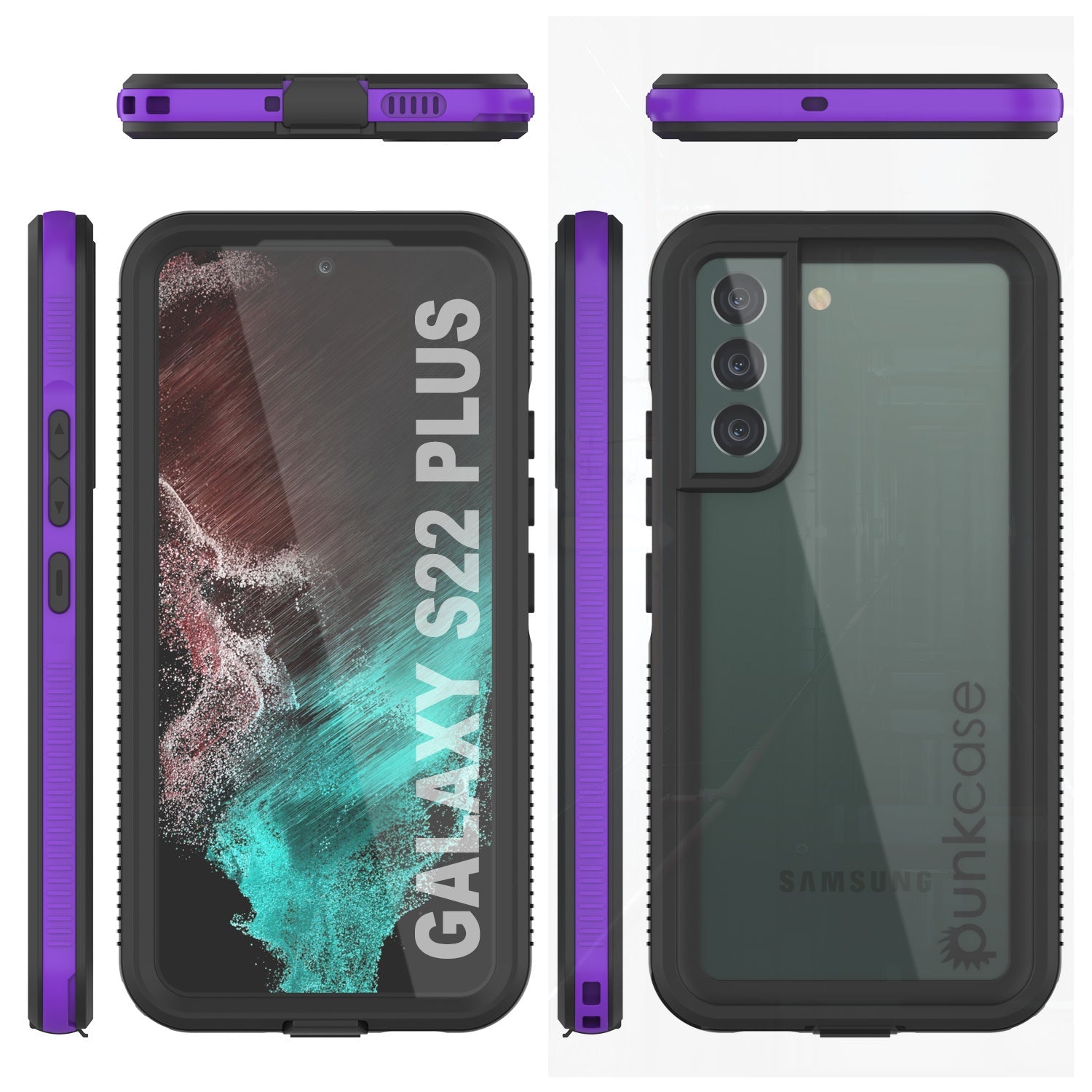 Capa impermeável para Galaxy S22+ Plus PunkCase Ultimato Roxo Fino 6.6ft à prova de água IP68 Subaquático à prova de choque/neve [Roxo]