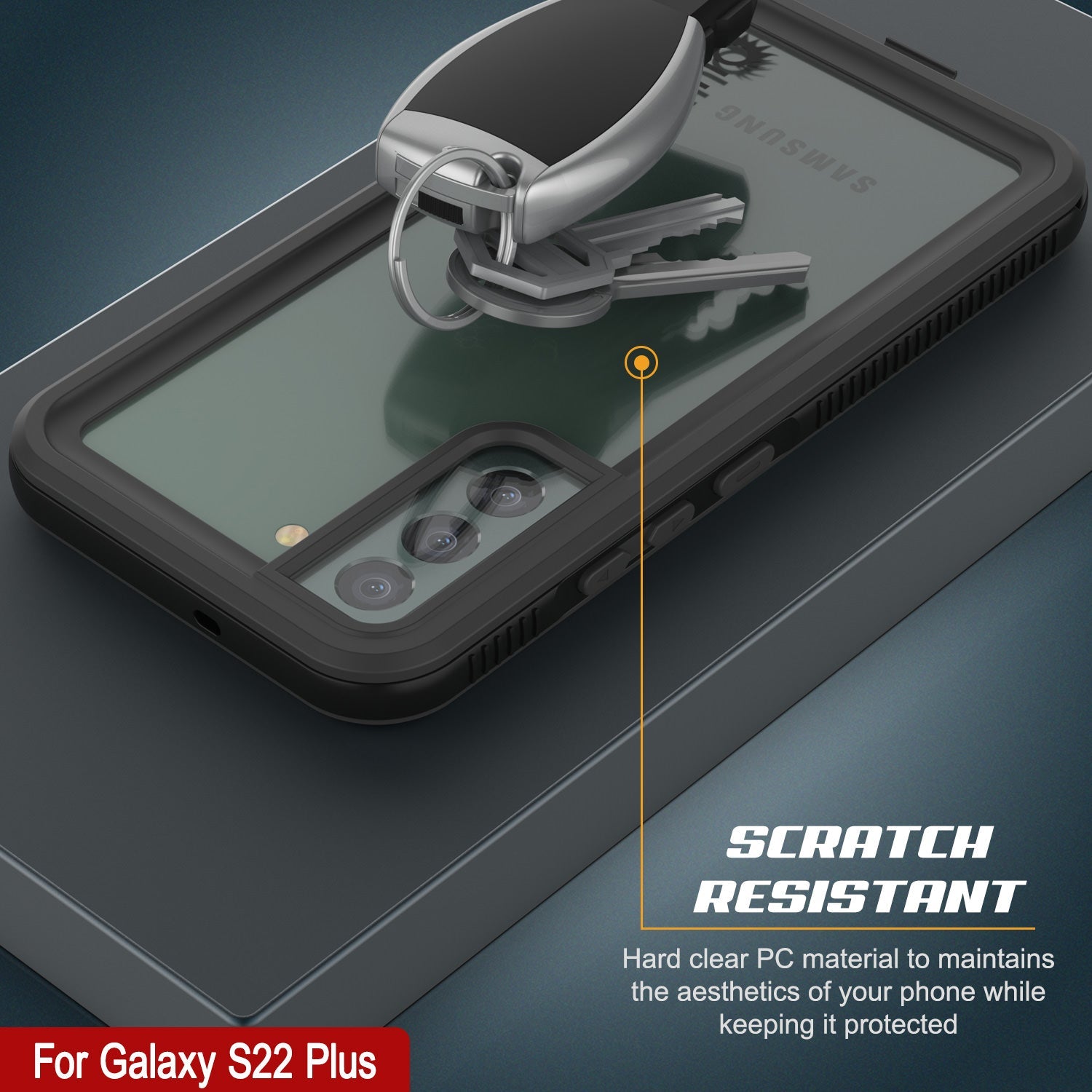 Capa à prova d'água para Galaxy S22+ PunkCase Ultimato Transparente Fina 6.6ft Subaquática à prova de choque/neve IP68 [Transparente]