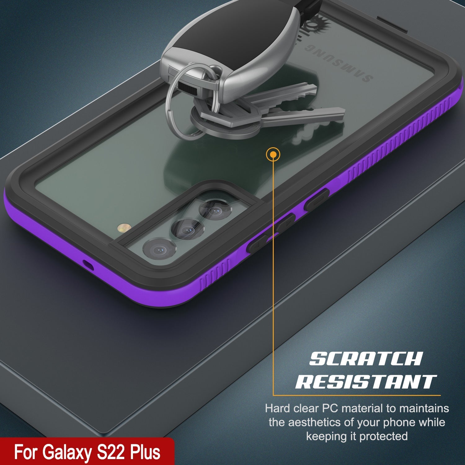 Capa impermeável para Galaxy S22+ Plus PunkCase Ultimato Roxo Fino 6.6ft à prova de água IP68 Subaquático à prova de choque/neve [Roxo]