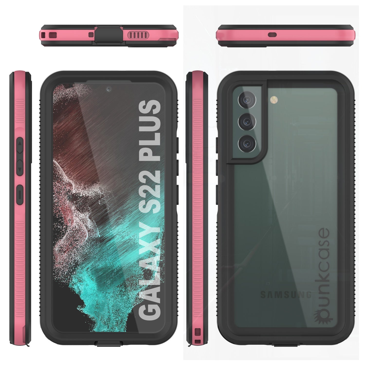 Capa resistente à água para Galaxy S22+ Plus PunkCase Ultimato Pink Thin 6.6ft Subaquático IP68 à prova de choque/neve [Rosa]