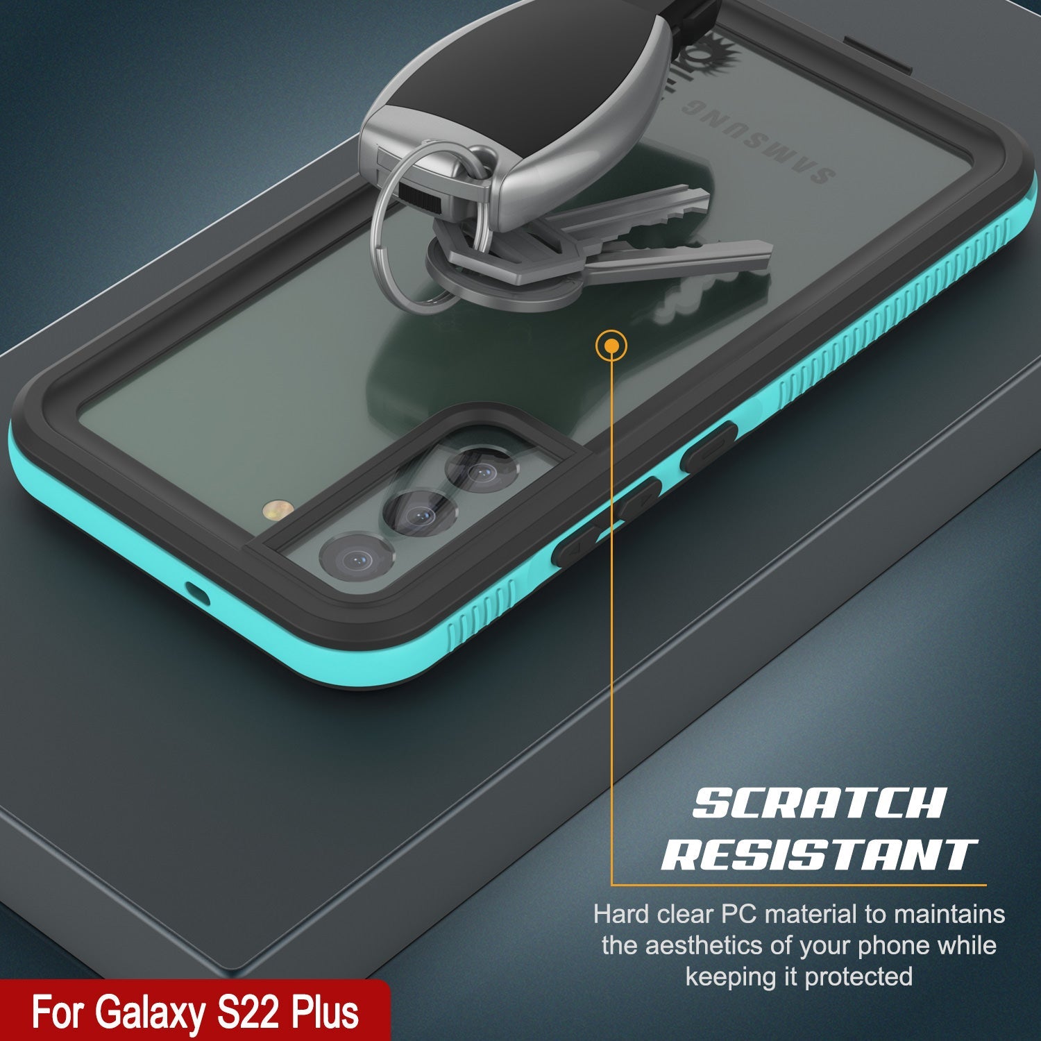 Capa à prova d'água Galaxy S22+ Plus PunkCase Ultimato Teal Fina 6.6 pés embaixo d'água IP68 à prova de choque/neve [Teal]