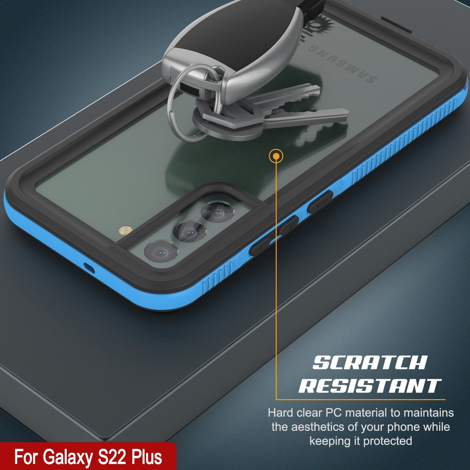 Capa à prova d'água Galaxy S22+ Plus PunkCase Ultimato Azul Claro Fino 6,6 pés embaixo d'água IP68 À prova de choque [Azul]