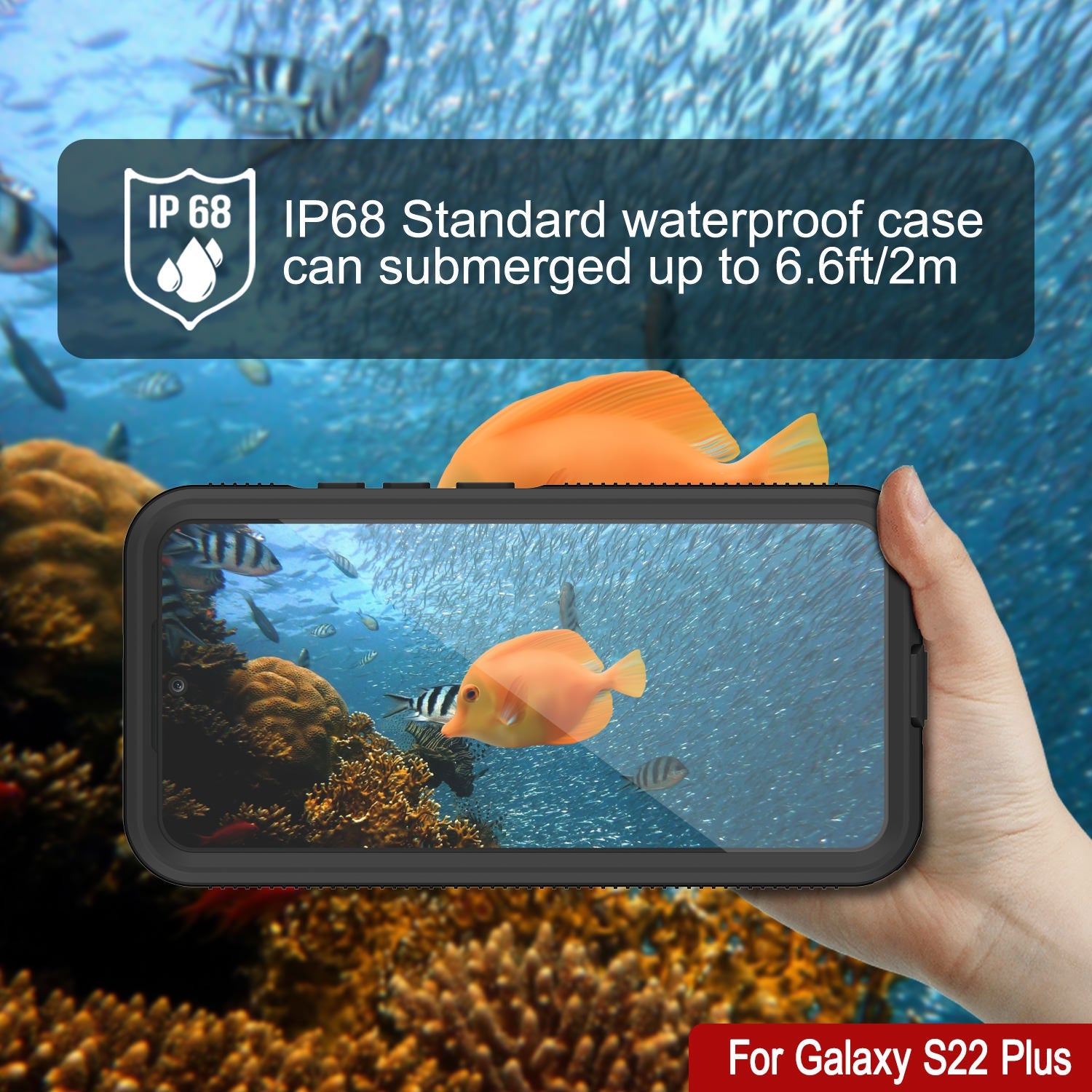 Capa à prova d'água Galaxy S22+ Plus PunkCase Ultimato Azul Claro Fino 6,6 pés embaixo d'água IP68 À prova de choque [Azul]