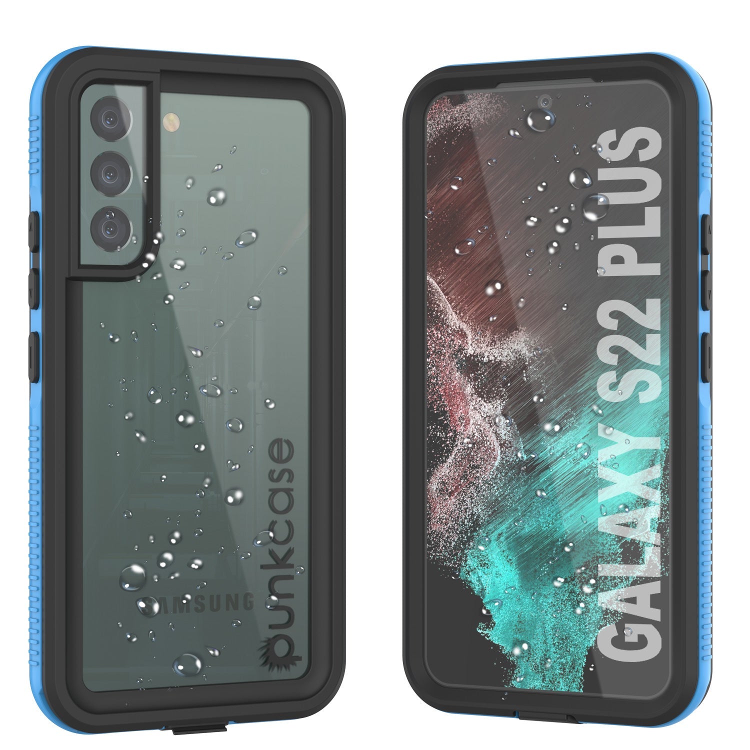 Capa à prova d'água Galaxy S22+ Plus PunkCase Ultimato Azul Claro Fino 6,6 pés embaixo d'água IP68 À prova de choque [Azul]