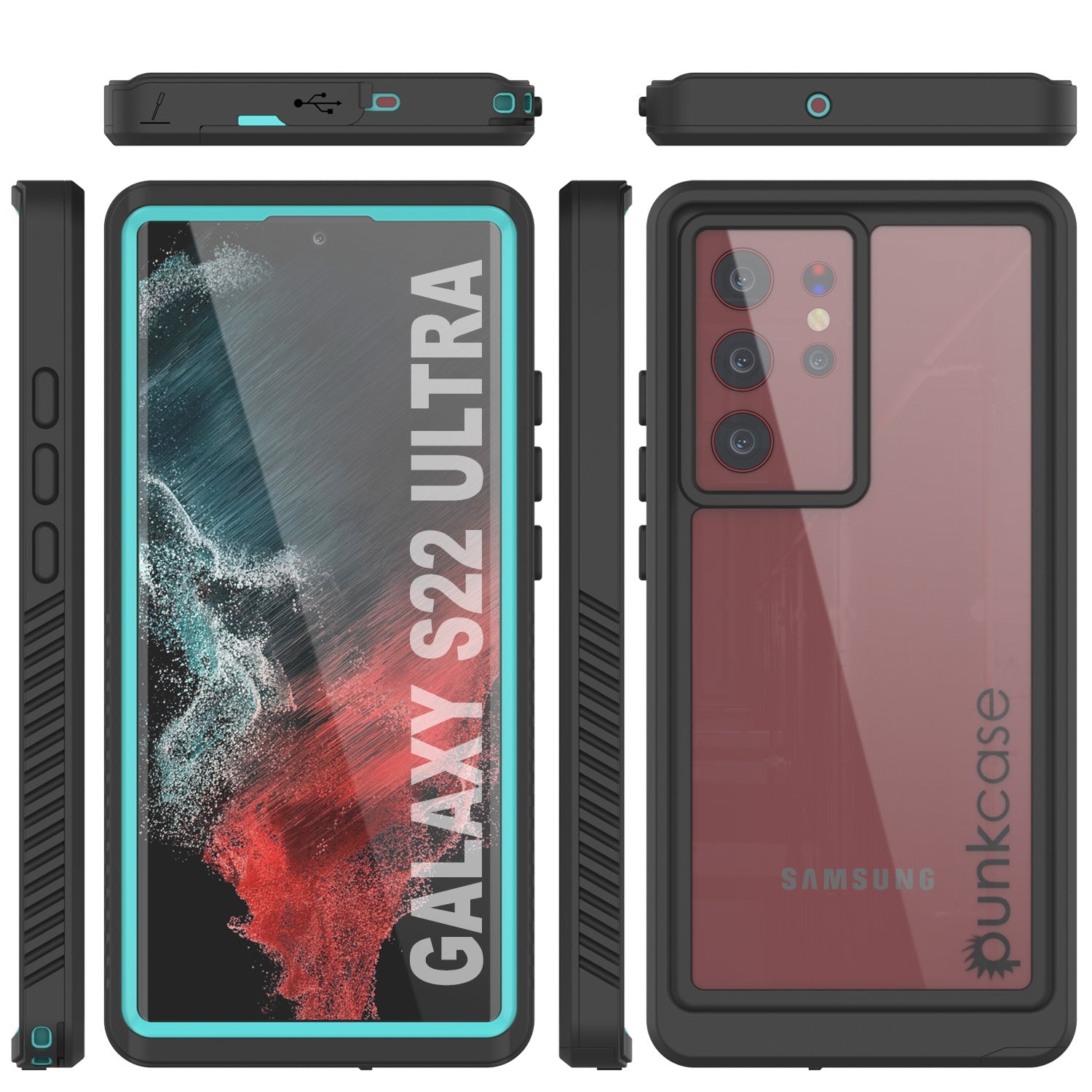 Galaxy S22 Ultra Protetor de Tela à Prova d'Água/ Choque/ Neve [Série Extrema] Case Protetora [Azul-petróleo]