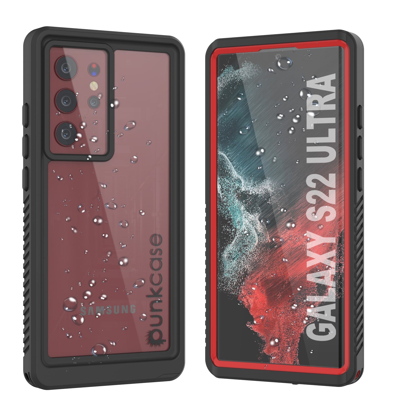 Galaxy S22 Ultra À Prova d'Água/ Choque/ Neve [Série Extrema] Capa Protetora Fina para Protetor de Tela [Vermelho]