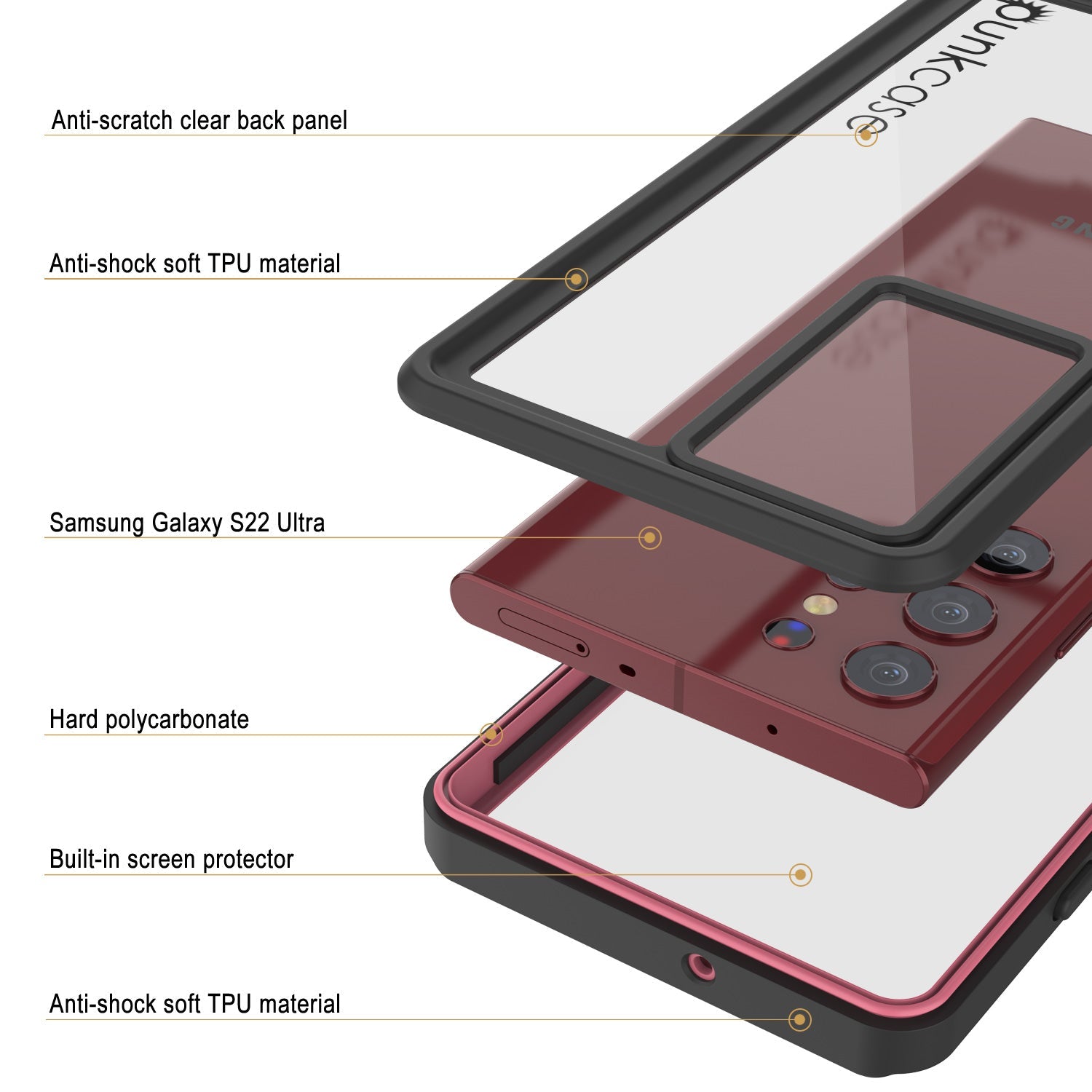 Galaxy S22 Ultra Capa Protetora Slim à Prova d´Água/ Choque/ Neve [Série Extreme] Protetor de Tela [Rosa]
