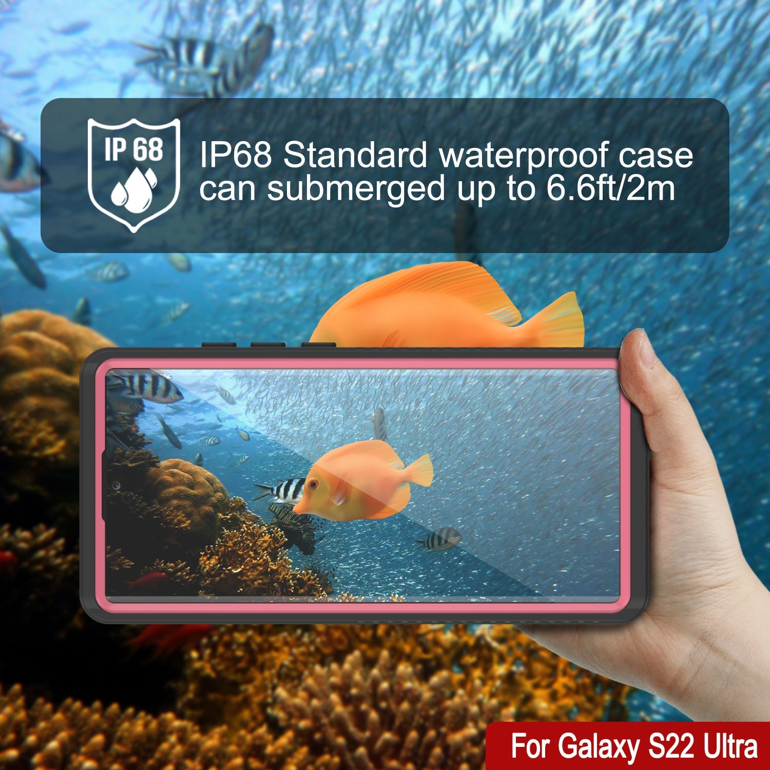 Galaxy S22 Ultra Capa Protetora Slim à Prova d´Água/ Choque/ Neve [Série Extreme] Protetor de Tela [Rosa]