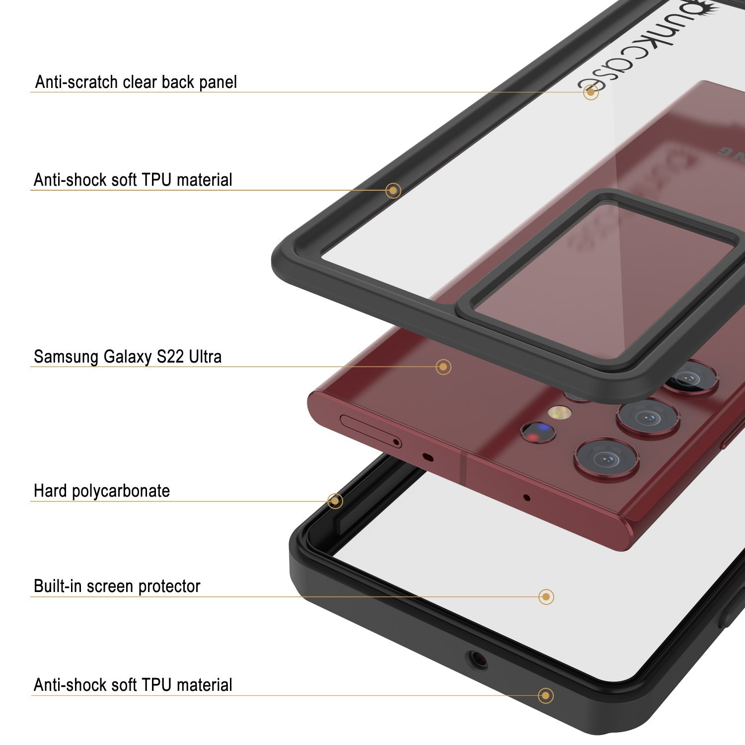 Galaxy S22 Ultra à Prova d'Água / À Prova de Choque [Série Extrema] Com Protetor de Tela Capa [Preto]