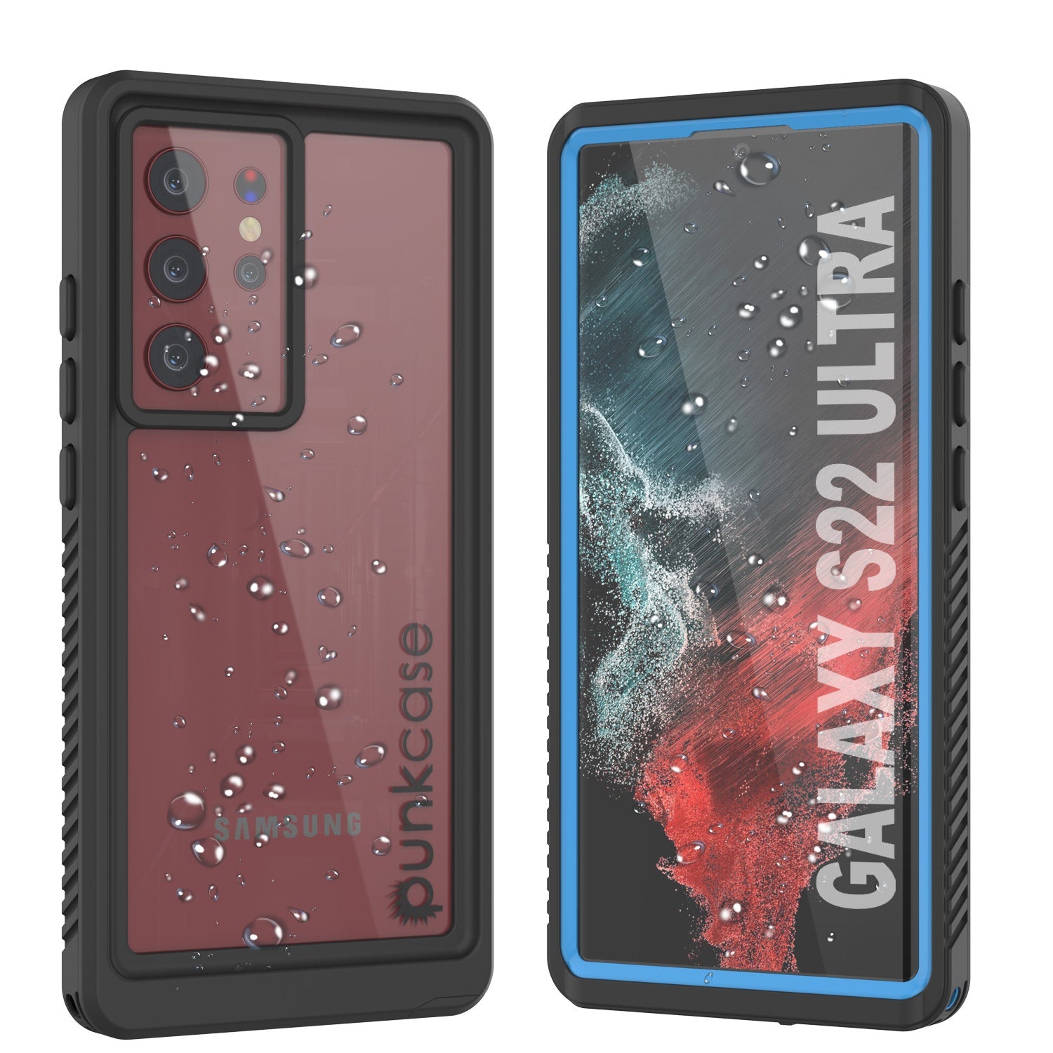 Galaxy S22 Ultra à prova d'água/choque/neve/poeira [Série Extreme] Capa fina [Azul Claro]