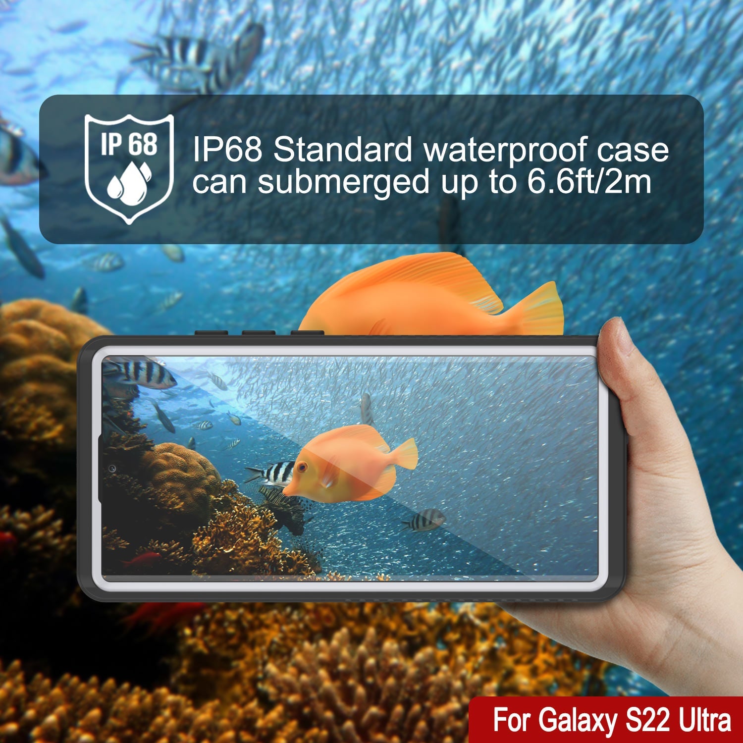 Galaxy S22 Ultra à prova d'água/ choque/ neve/ sujeira [Série Extreme] Capa Fina Punkcase [Branca]