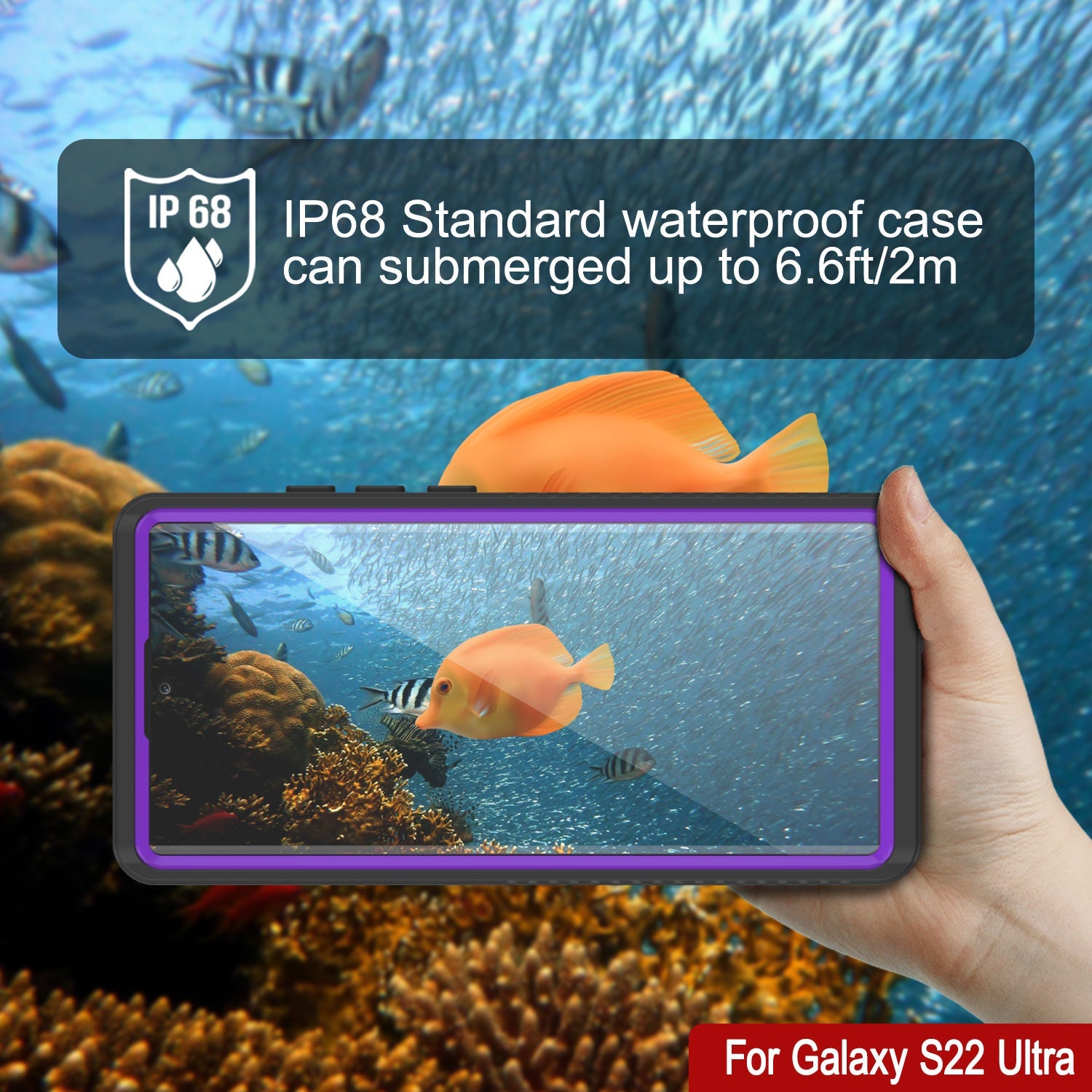 Galaxy S22 Ultra à prova d'água / à prova de choque [Série Extreme] Estojo Protetor de Tela Slim [Roxo]