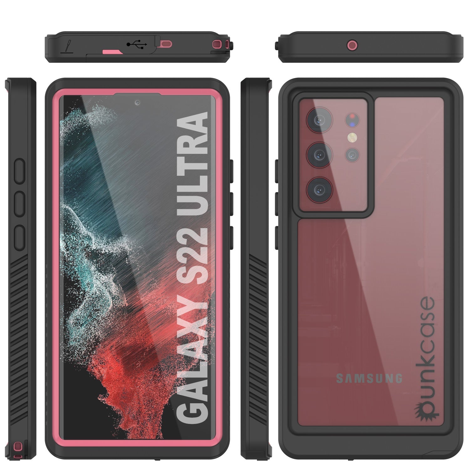Galaxy S22 Ultra Capa Protetora Slim à Prova d´Água/ Choque/ Neve [Série Extreme] Protetor de Tela [Rosa]