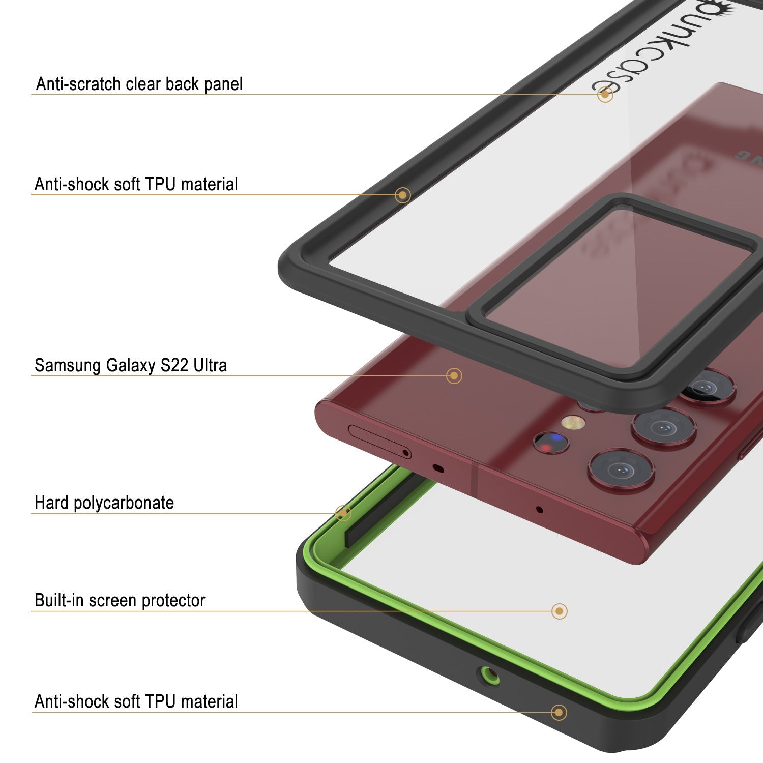 Galaxy S22 Ultra À Prova d'Água/À Prova de Choque [Série Extrema] Capa Protetora de Tela [Verde Claro]