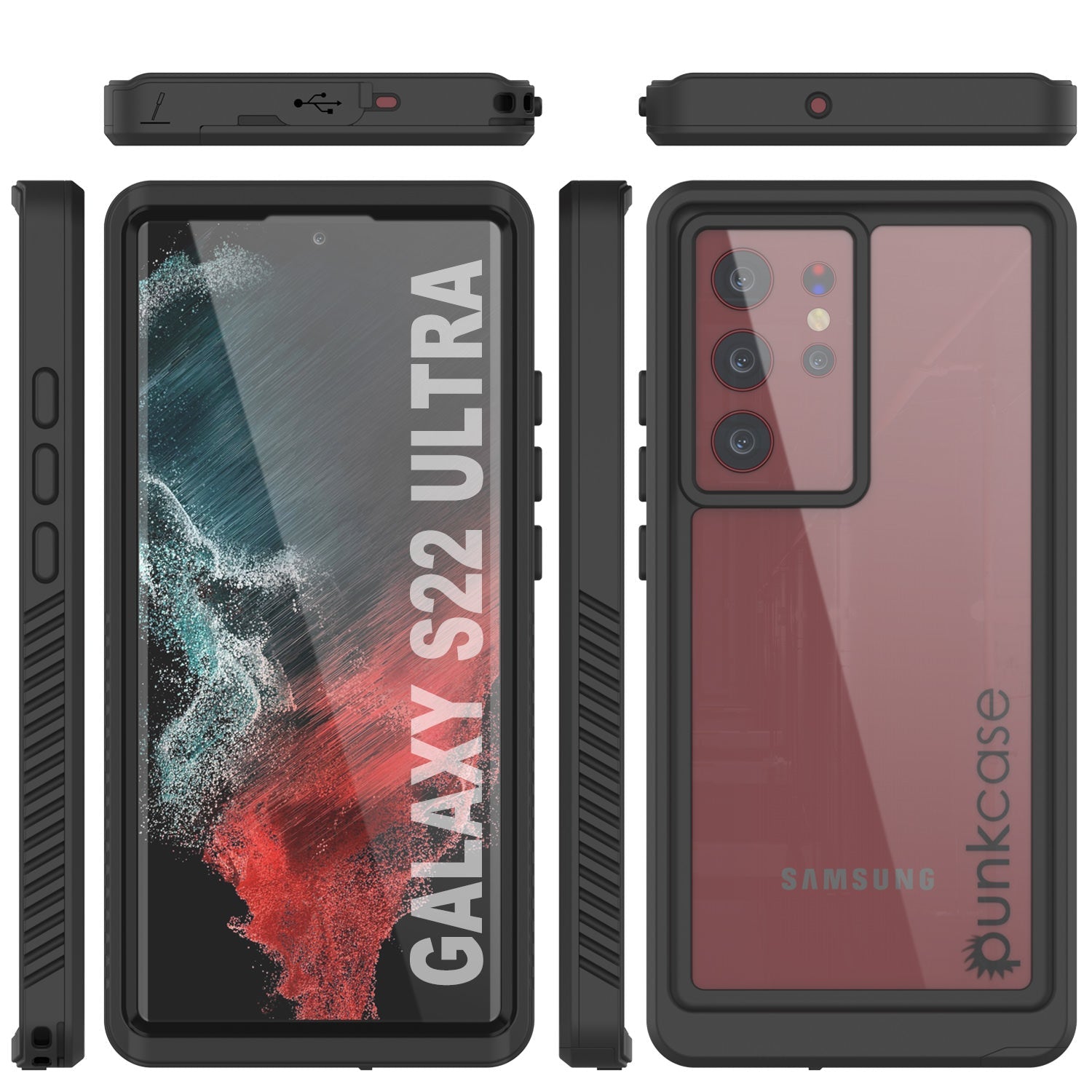 Galaxy S22 Ultra à Prova d'Água / À Prova de Choque [Série Extrema] Com Protetor de Tela Capa [Preto]