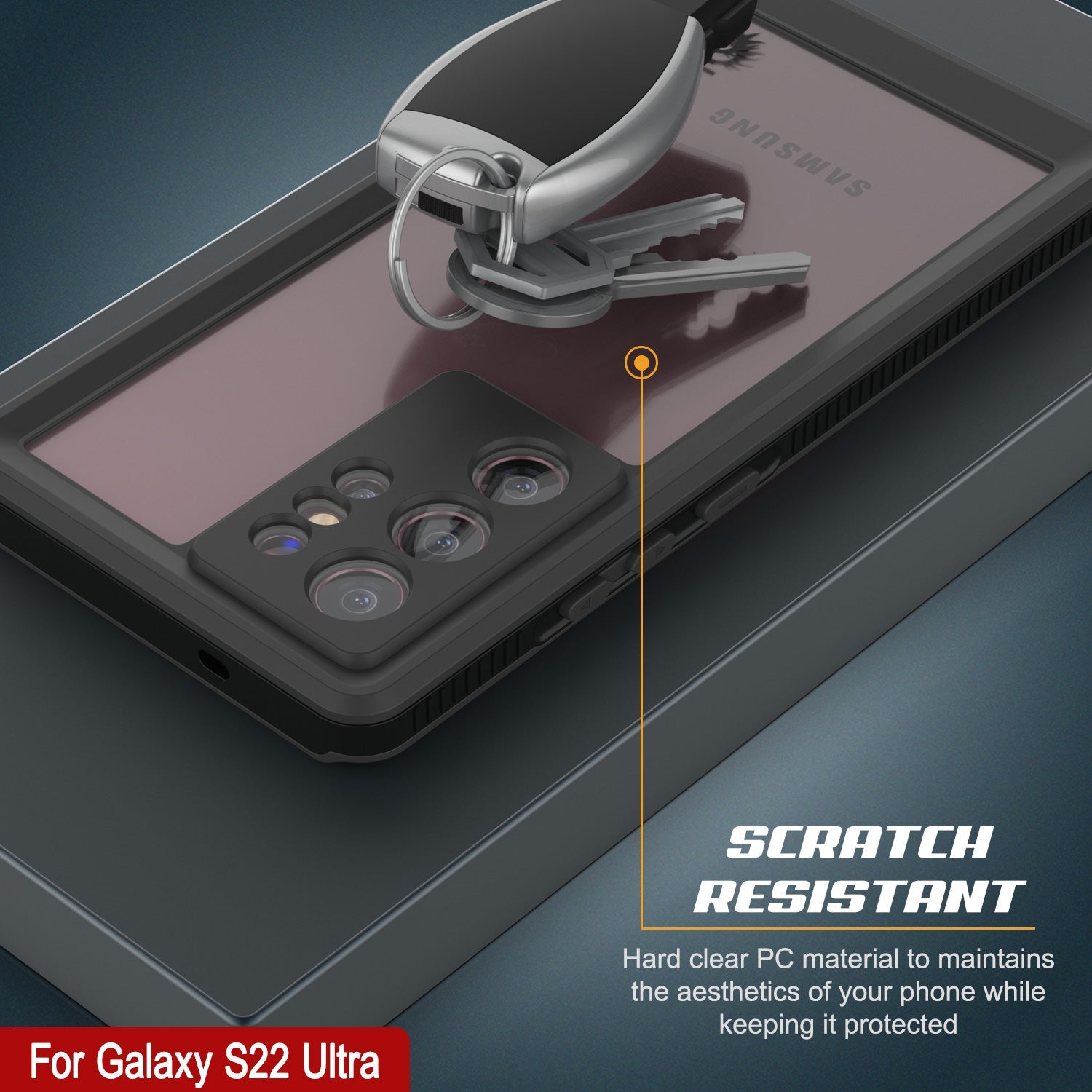 Capa à prova d'água Galaxy S22 Ultra PunkCase Ultimato Transparente Fina 6.6ft à prova d'água IP68 à prova de choque/neve [transparente]