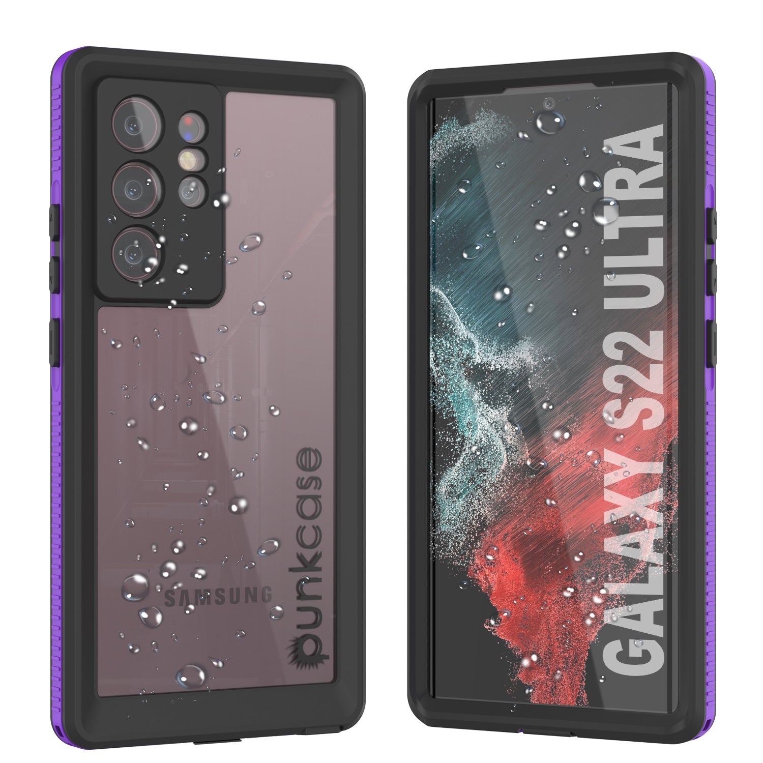 Capa à prova d'água Galaxy S22 Ultra PunkCase Ultimato Roxo Fino 6.6ft Subaquático IP68 À Prova de Choque/Neve [Roxo]