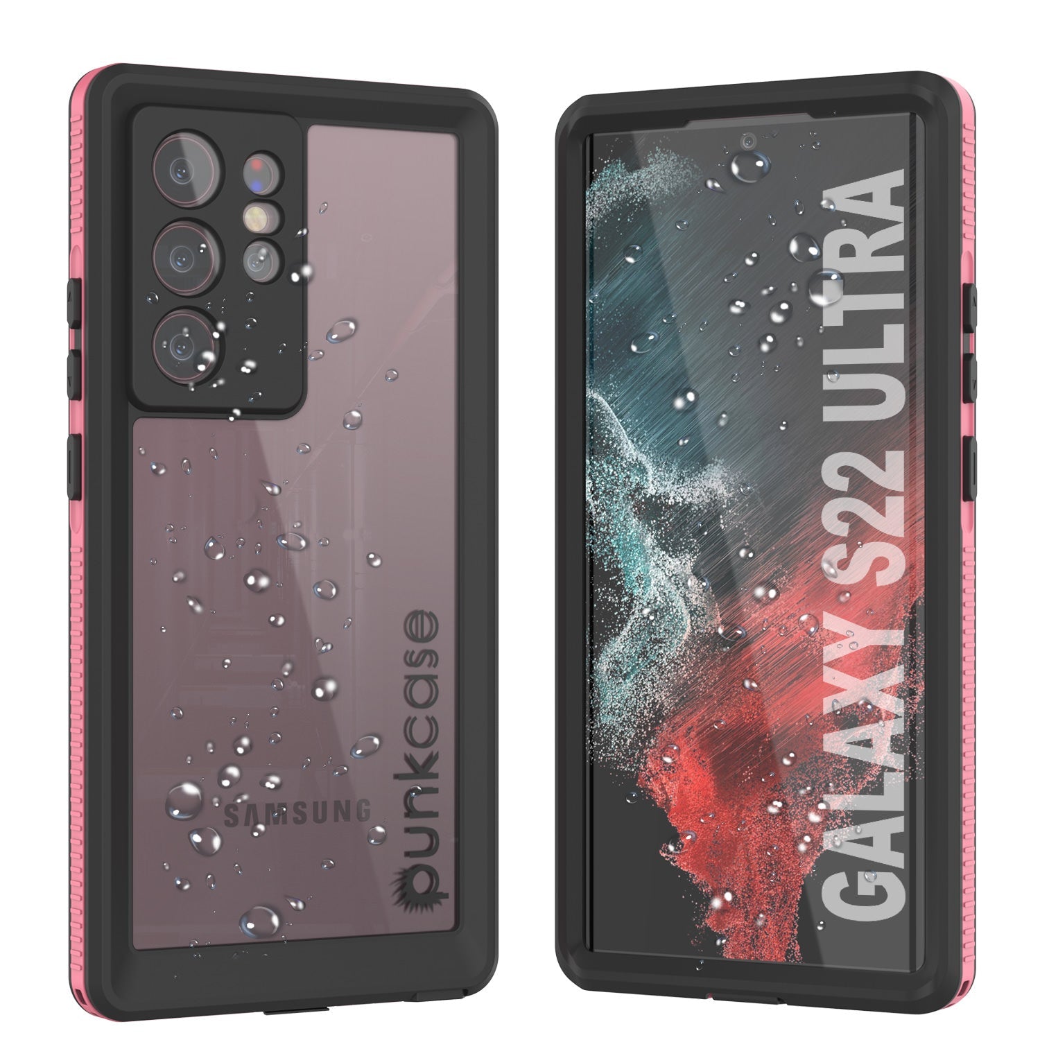 Capa à prova d'água para Galaxy S22 Ultra PunkCase Ultimato Rosa Fino 6.6ft Subaquático IP68 à prova de choque/neve [Rosa]