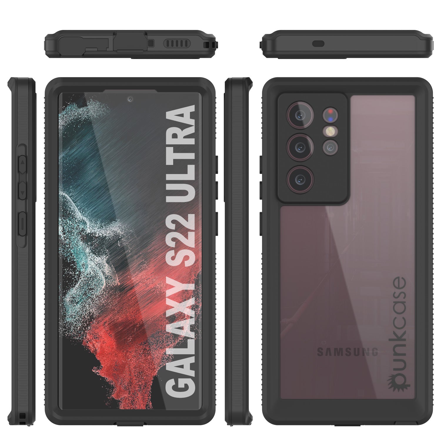 Capa à prova d'água Galaxy S22 Ultra PunkCase Ultimato Transparente Fina 6.6ft à prova d'água IP68 à prova de choque/neve [transparente]