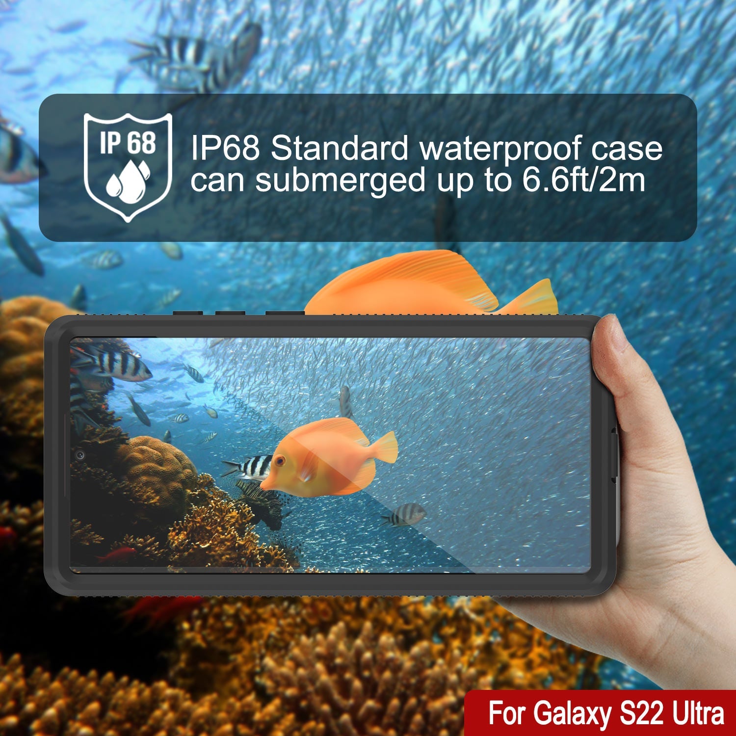 Capa à prova d'água Galaxy S22 Ultra PunkCase Ultimato Roxo Fino 6.6ft Subaquático IP68 À Prova de Choque/Neve [Roxo]