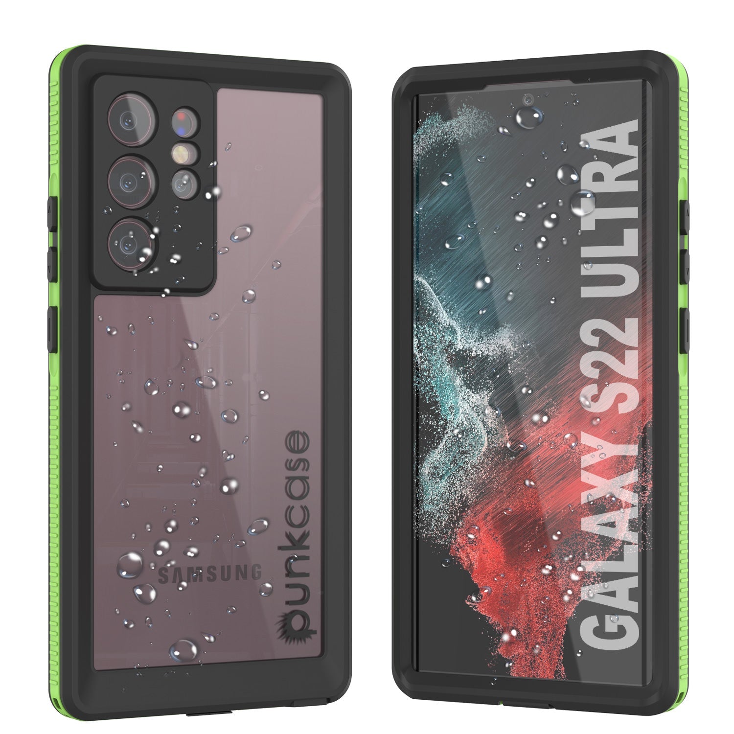Capa à prova d'água PunkCase Ultimato Light Green Thin 6.6ft para Galaxy S22 Ultra Resistente a Choques Subaquática IP68 [Verde]
