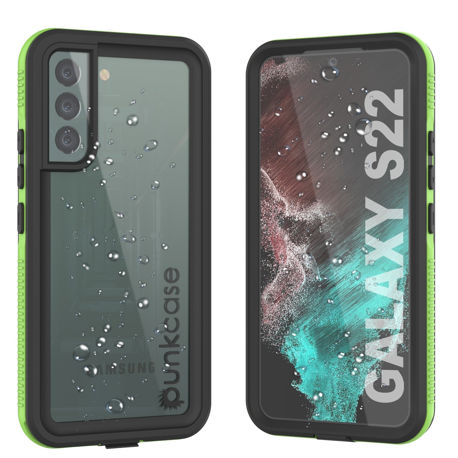 Capa à prova d'água Galaxy S22 PunkCase Ultimato Light Green Fin Thin 6,6 pés Subaquático IP68 à prova de choque [Verde]