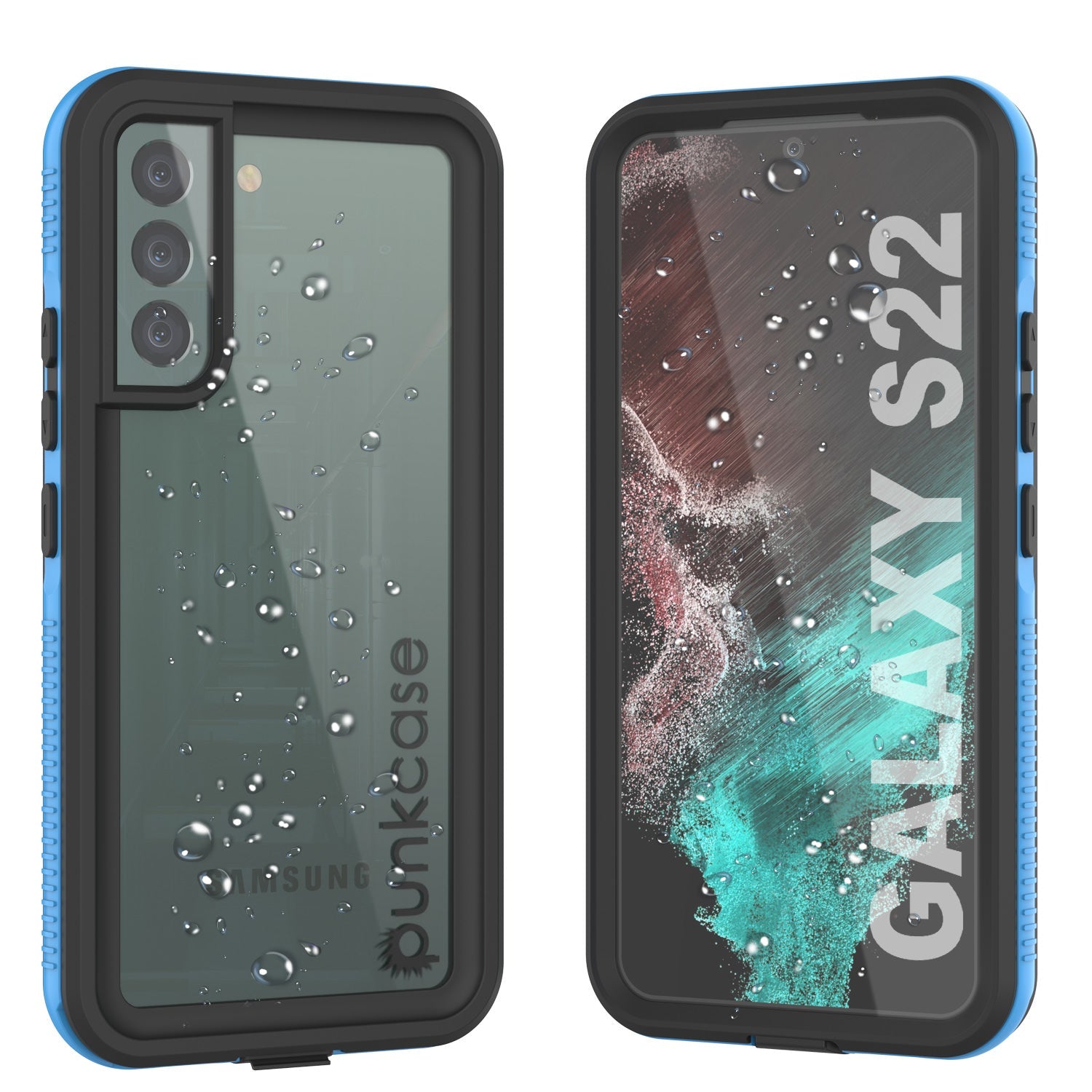 Capa à prova d'água Galaxy S22 PunkCase Ultimato Light Blue Fina 6.6ft IP68 à prova de choque subaquático [Azul]