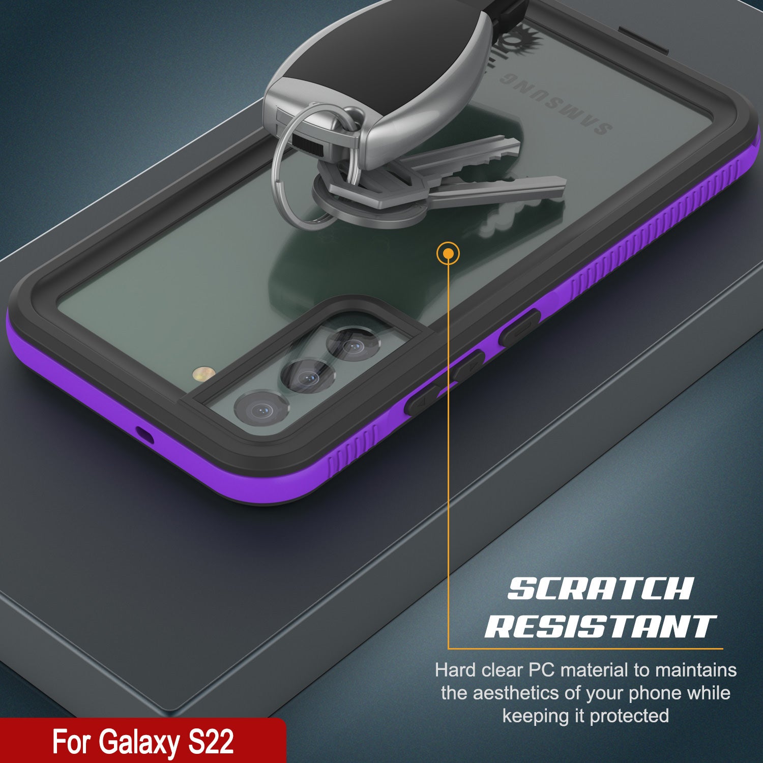 Capa à prova d'água Galaxy S22 PunkCase Ultimato Roxo Fino 6.6ft Subaquático à prova de choque/neve IP68 [Roxo]