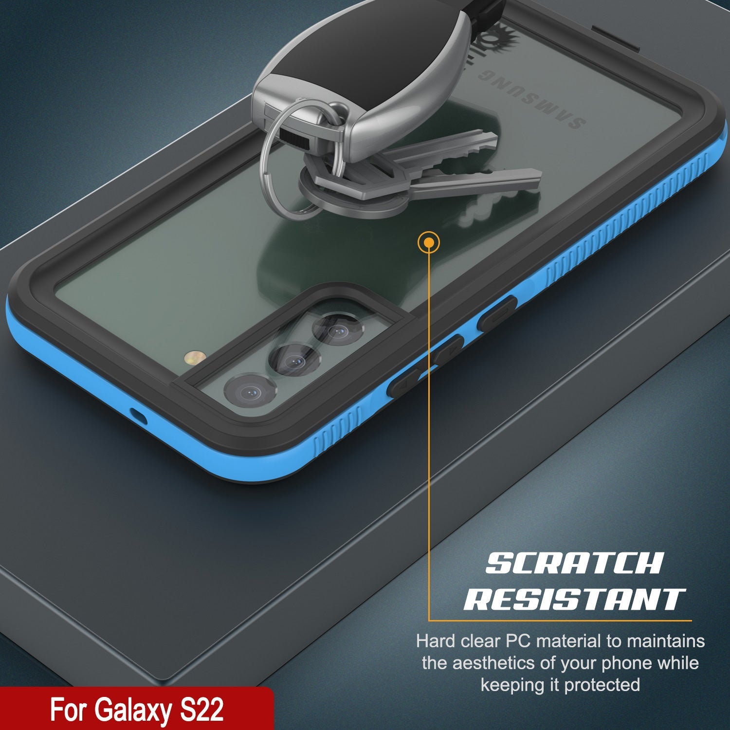 Capa à prova d'água Galaxy S22 PunkCase Ultimato Light Blue Fina 6.6ft IP68 à prova de choque subaquático [Azul]