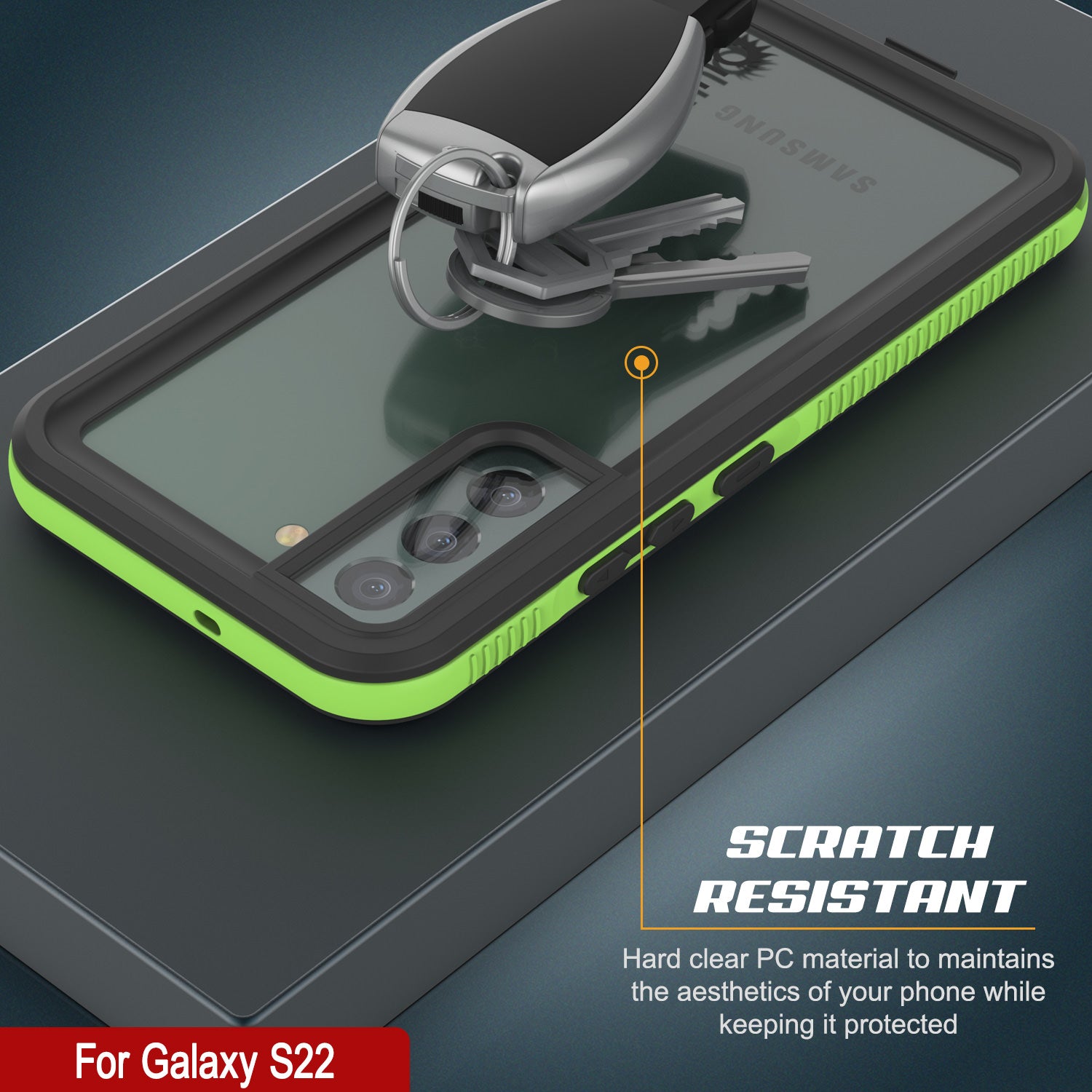 Capa à prova d'água Galaxy S22 PunkCase Ultimato Light Green Fin Thin 6,6 pés Subaquático IP68 à prova de choque [Verde]