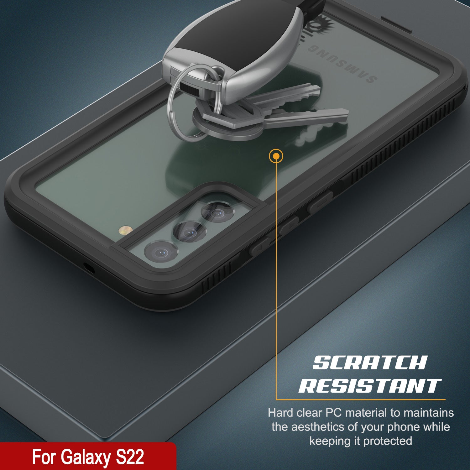 Capa à Prova d'Água para Galaxy S22 PunkCase Ultimato Preto Fino Subaquático 6.6ft À Prova de Choque/Neve IP68 [Preto]