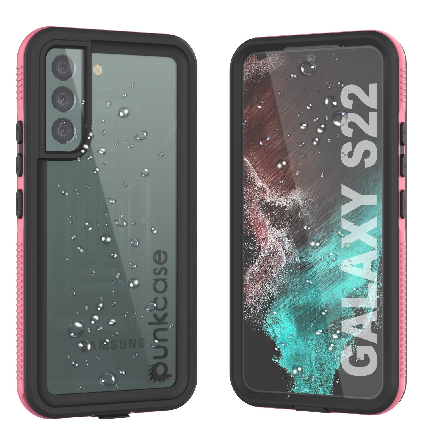 Capa à Prova d'Água para Galaxy S22 PunkCase Ultimato Rosa Fino 6.6ft Subaquático IP68 À Prova de Choque/Neve [Rosa]