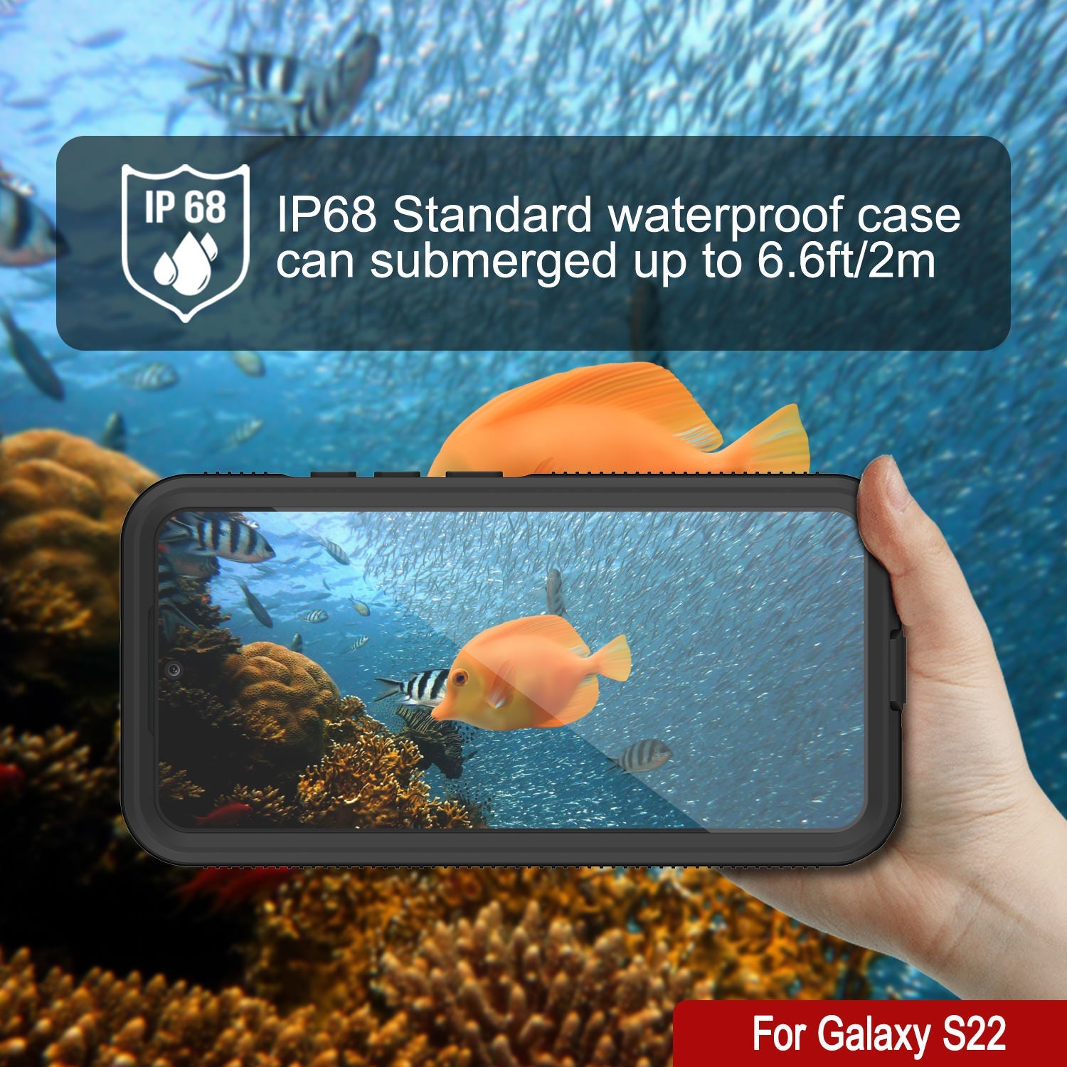 Capa à prova d'água Galaxy S22 PunkCase Ultimato Light Green Fin Thin 6,6 pés Subaquático IP68 à prova de choque [Verde]