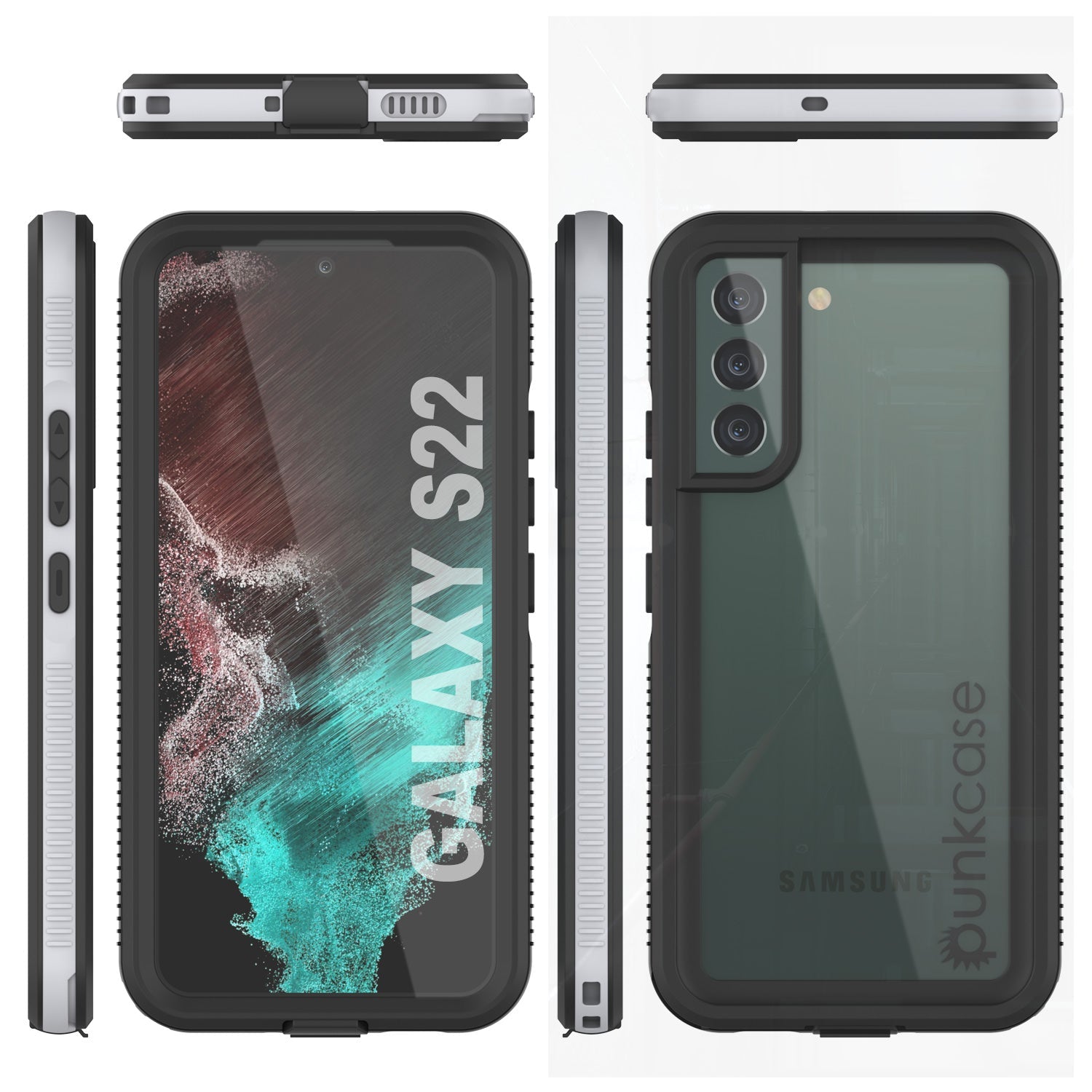 Capa à prova d'água para Galaxy S22, Punkcase Ultimato Branco Fino 6,6 pés à prova d'água IP68 à prova de choque/neve [branco]