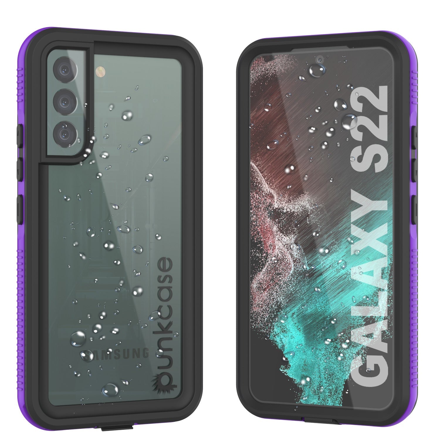 Capa à prova d'água Galaxy S22 PunkCase Ultimato Roxo Fino 6.6ft Subaquático à prova de choque/neve IP68 [Roxo]