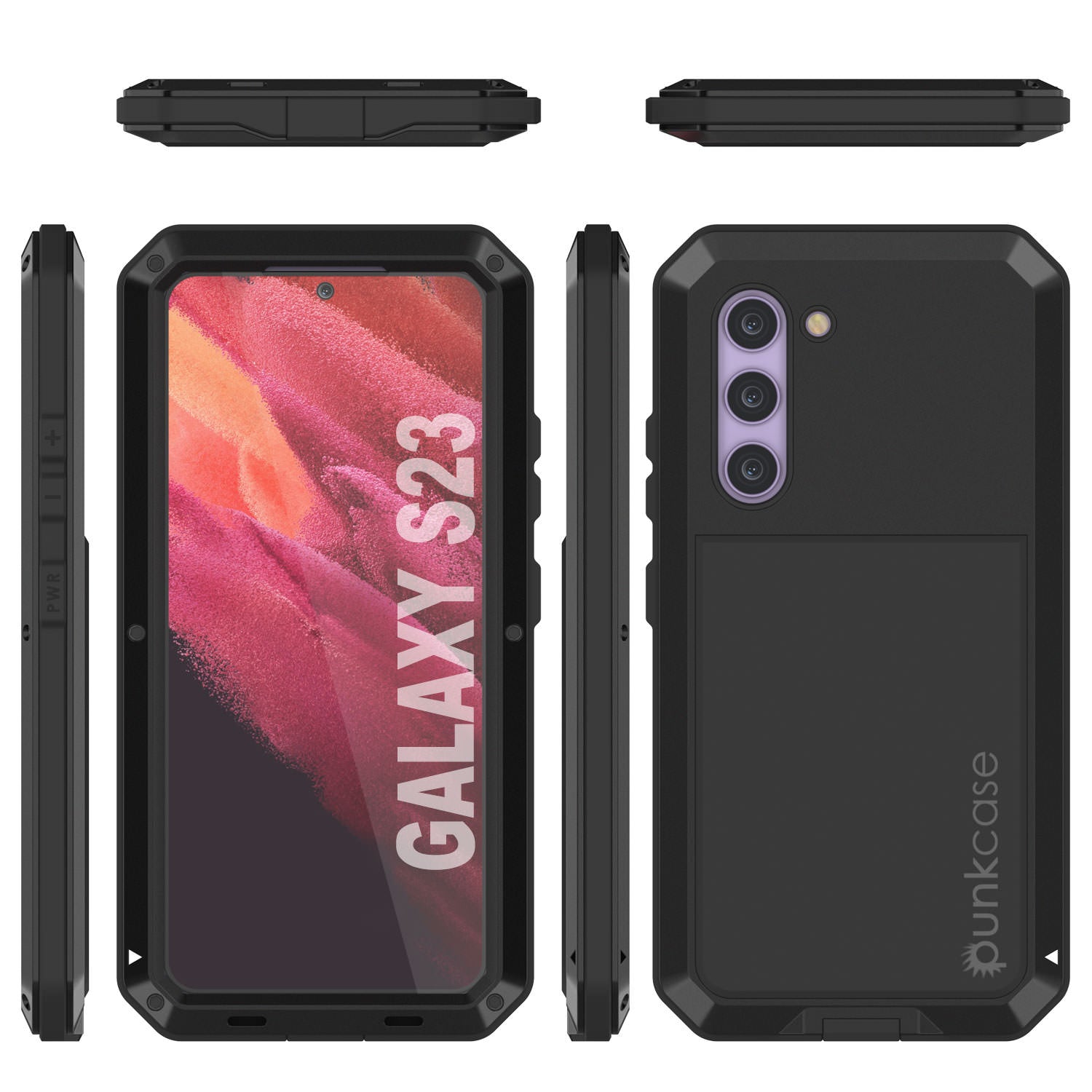 Capa de metal para Galaxy S23, resistente de alta qualidade militar [à prova de choque] corpo inteiro resistente [preto]